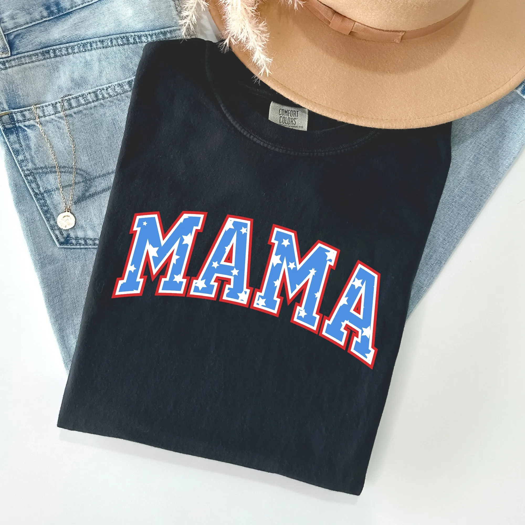 Patriotic Mama, Stars and Stripes, 4th of July Tshirt Comfort Colors T-Shirt sold by Refinery Number One product image thumbnail 4
