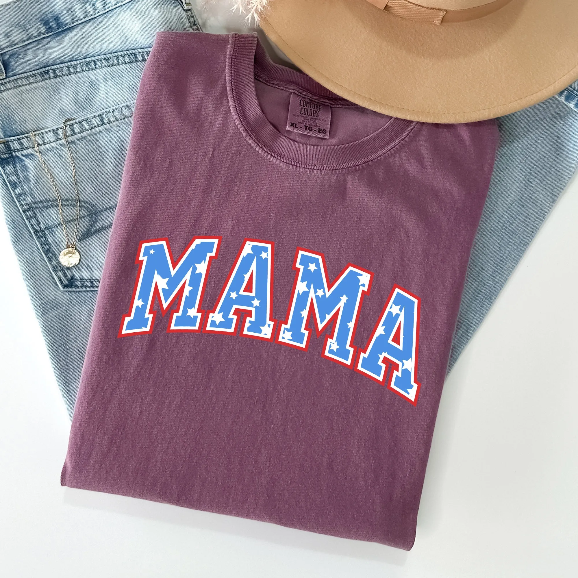 Patriotic Mama, Stars and Stripes, 4th of July Tshirt Comfort Colors T-Shirt sold by Refinery Number One product image thumbnail 3