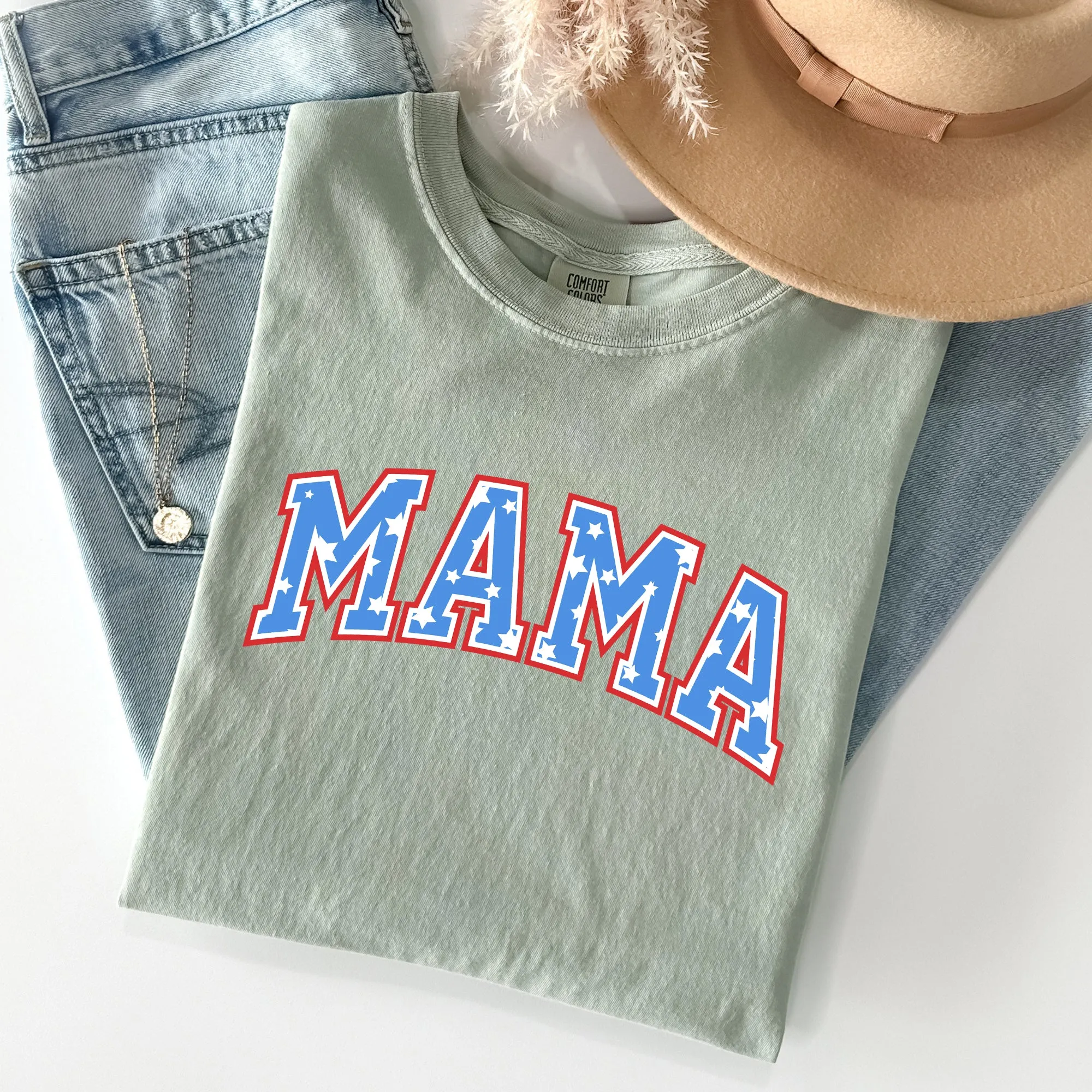 Patriotic Mama, Stars and Stripes, 4th of July Tshirt Comfort Colors T-Shirt sold by Refinery Number One product image thumbnail 2