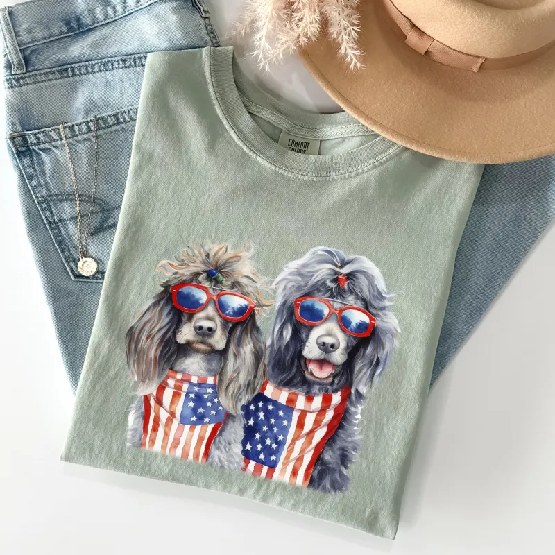 Patriotic Dogs, Hippie, Funny, Patriotic, 4th of July Tshirt Comfort Colors T-Shirt sold by Refinery Number One
