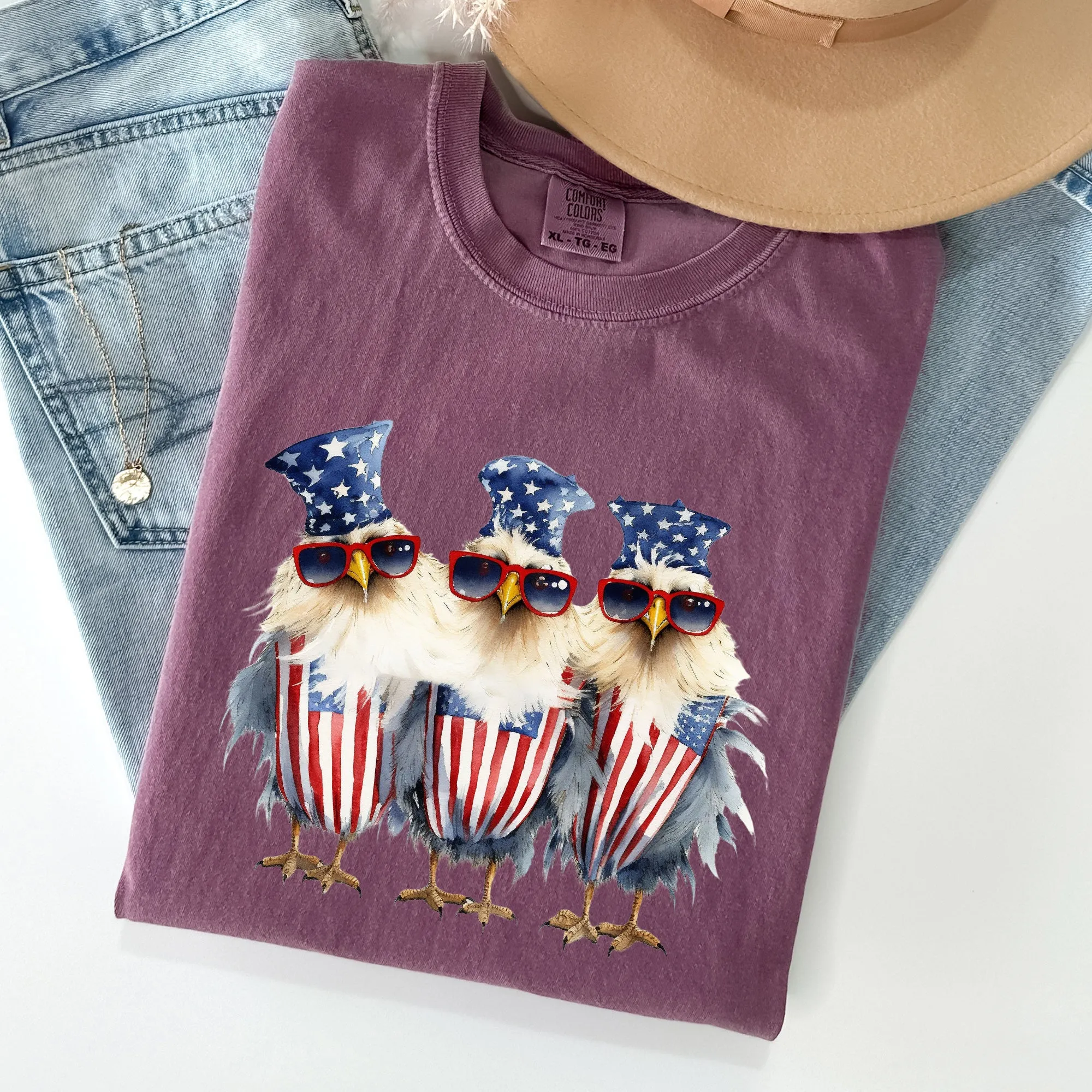 Patriotic Chickens, Hippie, Funny, Patriotic, 4th of Tshirt Comfort Colors T-Shirt sold by Refinery Number One product image thumbnail 3