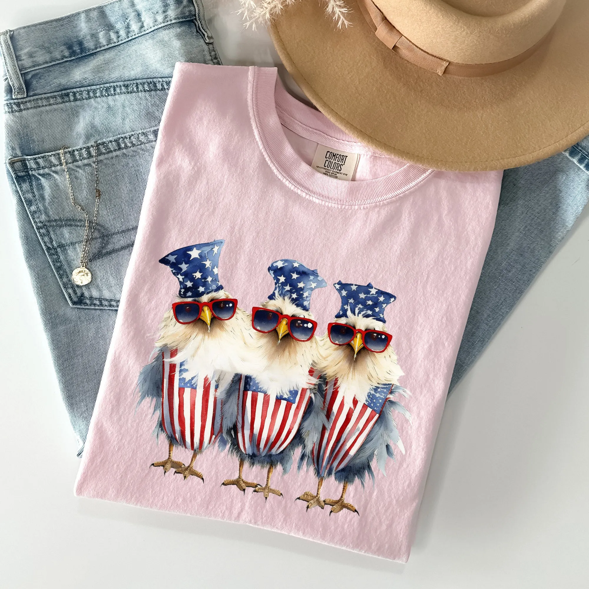 Patriotic Chickens, Hippie, Funny, Patriotic, 4th of Tshirt Comfort Colors T-Shirt sold by Refinery Number One product image thumbnail 2