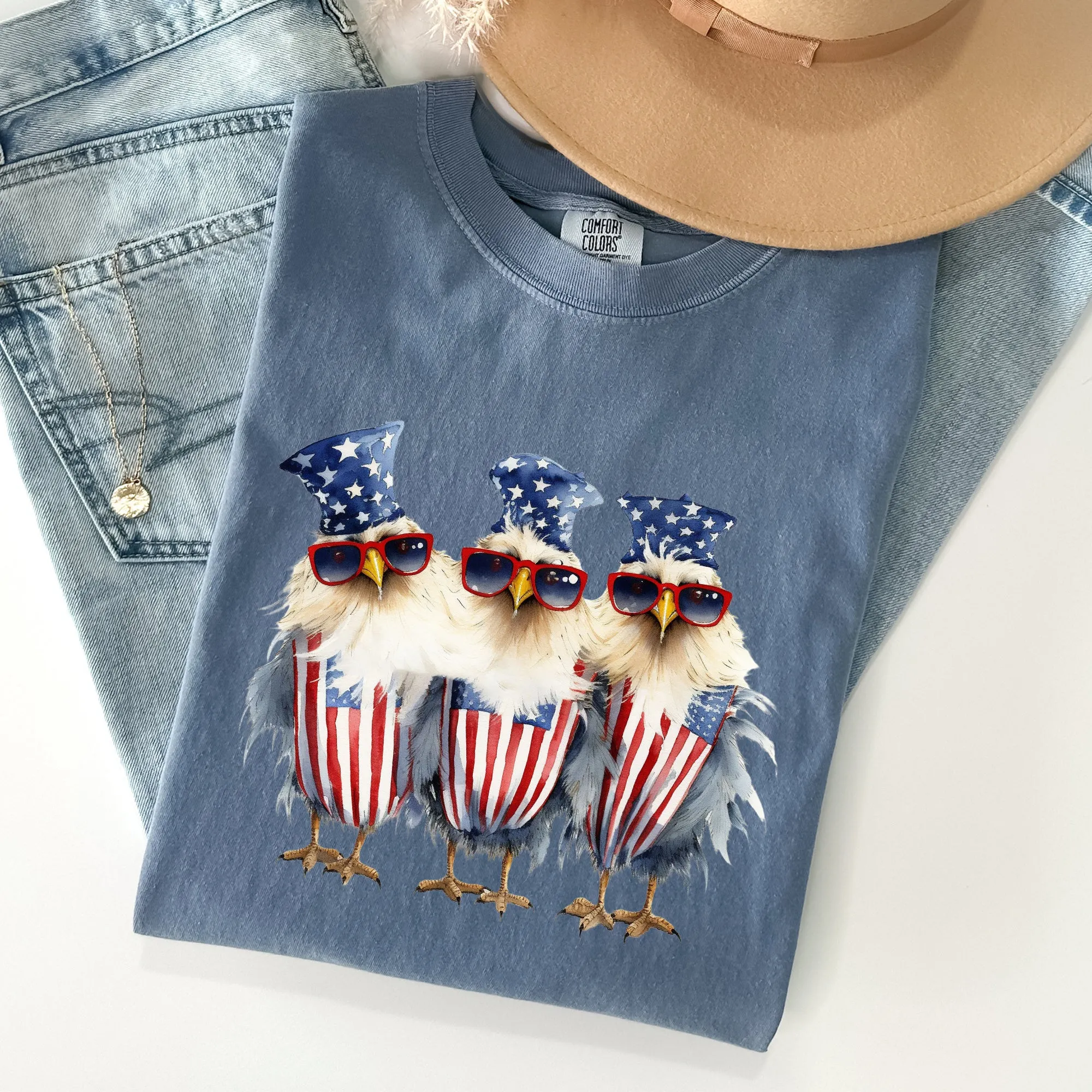 Patriotic Chickens, Hippie, Funny, Patriotic, 4th of Tshirt Comfort Colors T-Shirt sold by Refinery Number One product image thumbnail 5