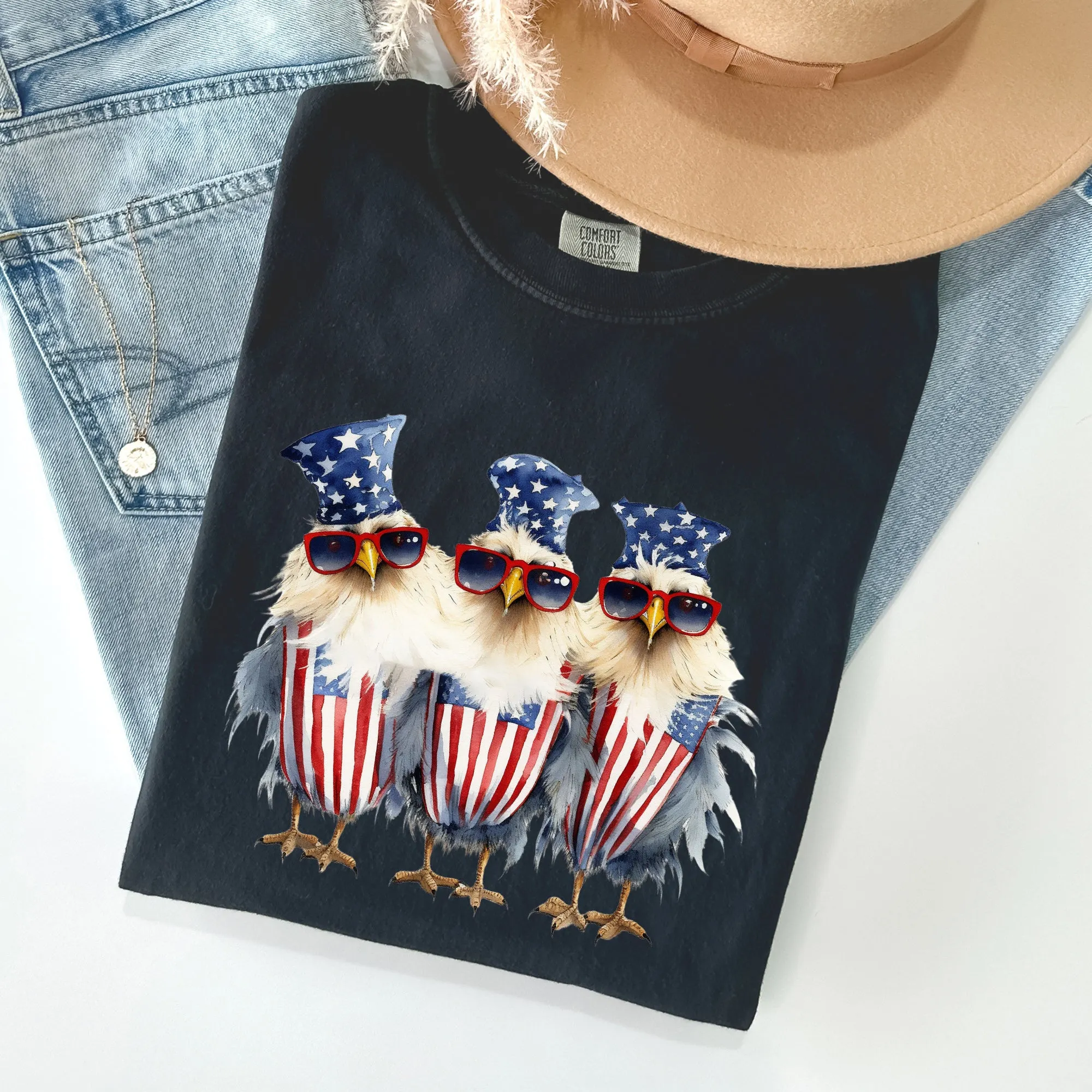 Patriotic Chickens, Hippie, Funny, Patriotic, 4th of Tshirt Comfort Colors T-Shirt sold by Refinery Number One product image thumbnail 4