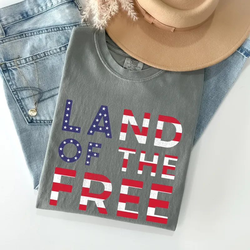 Land Of The Free Patriotic 4th of July Comfort Colors Tshirt sold by Refinery Number One