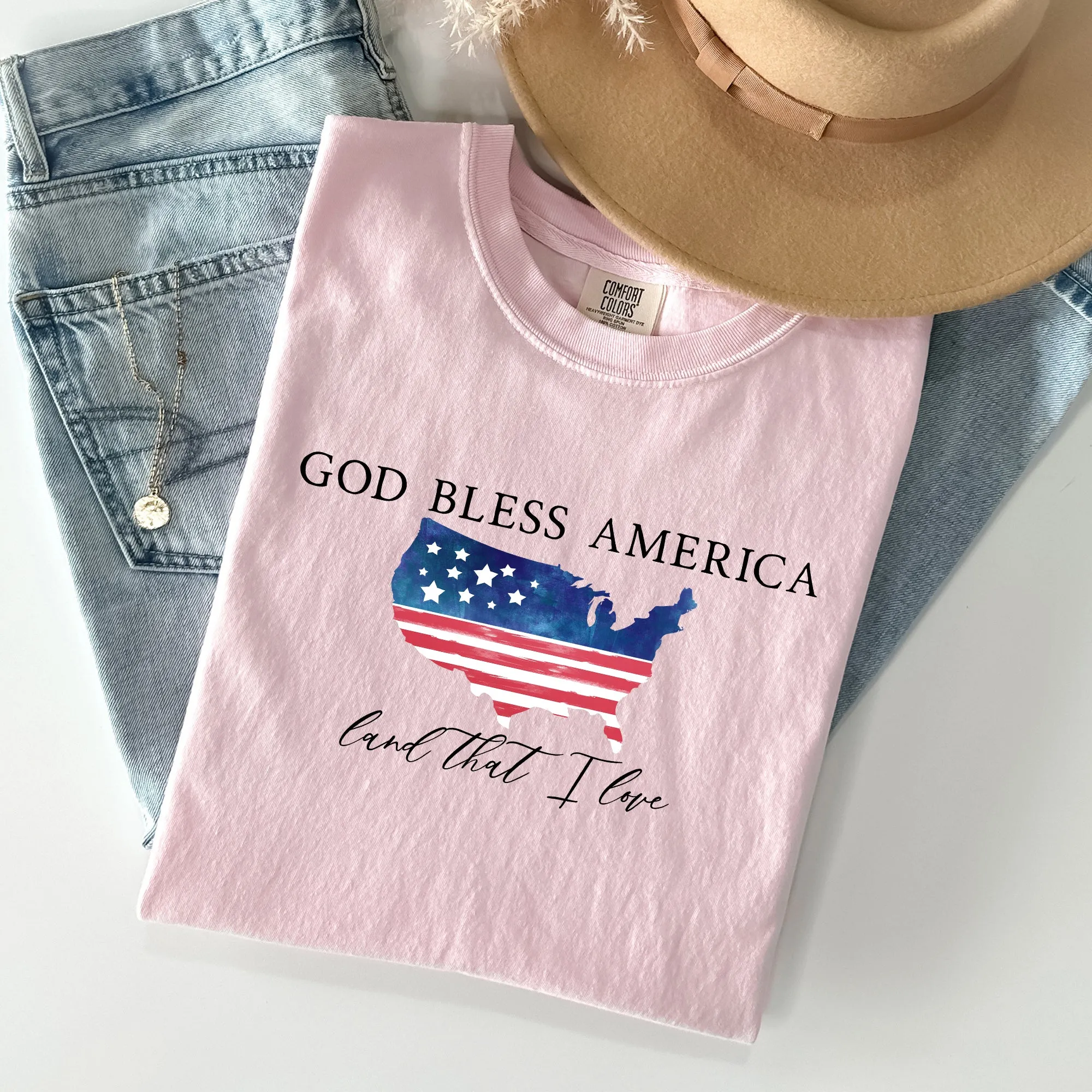 God Bless America, Land That I Love, USA Flag Tshirt Comfort Colors T-Shirt sold by Refinery Number One product image thumbnail 2