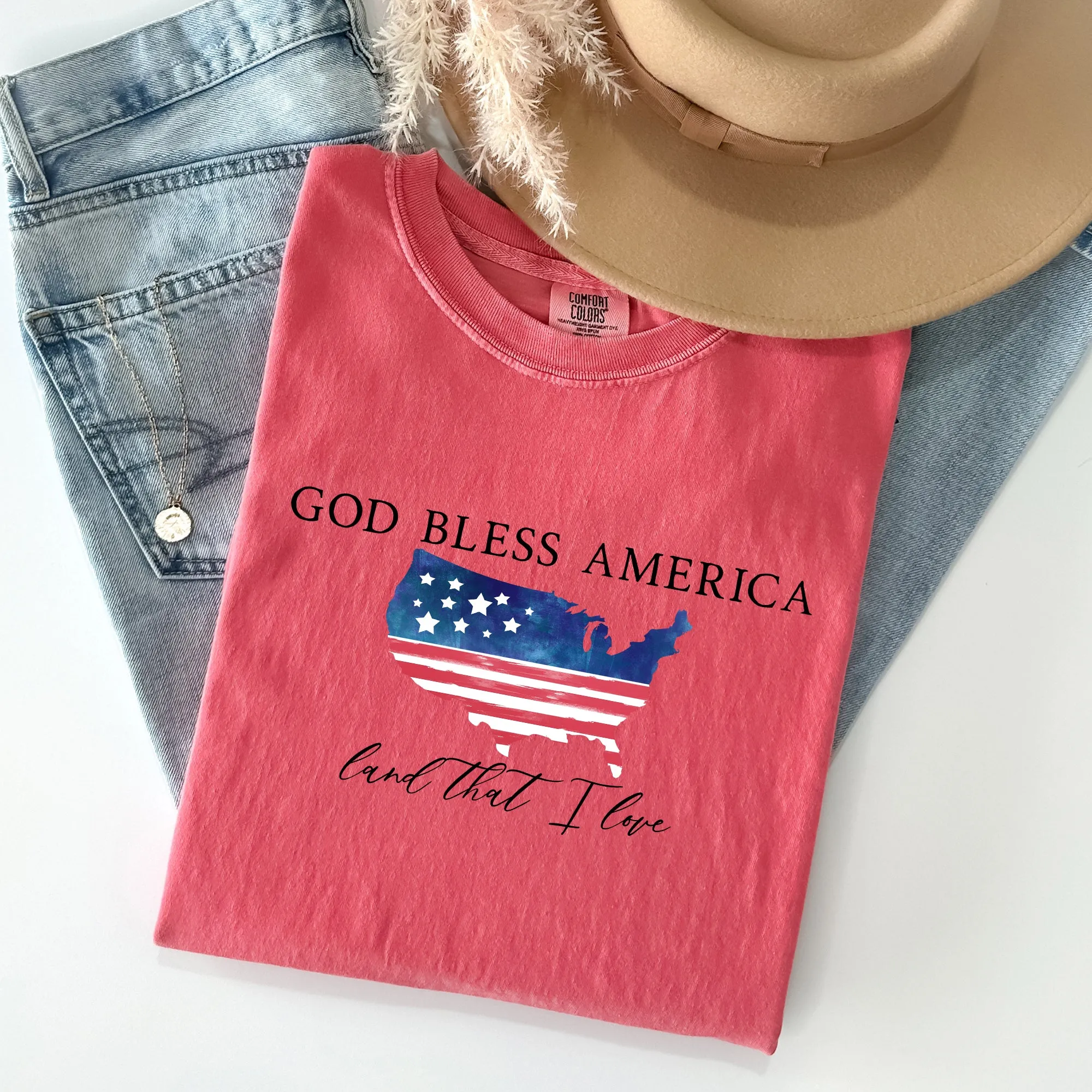 God Bless America, Land That I Love, USA Flag Tshirt Comfort Colors T-Shirt sold by Refinery Number One product image thumbnail 4