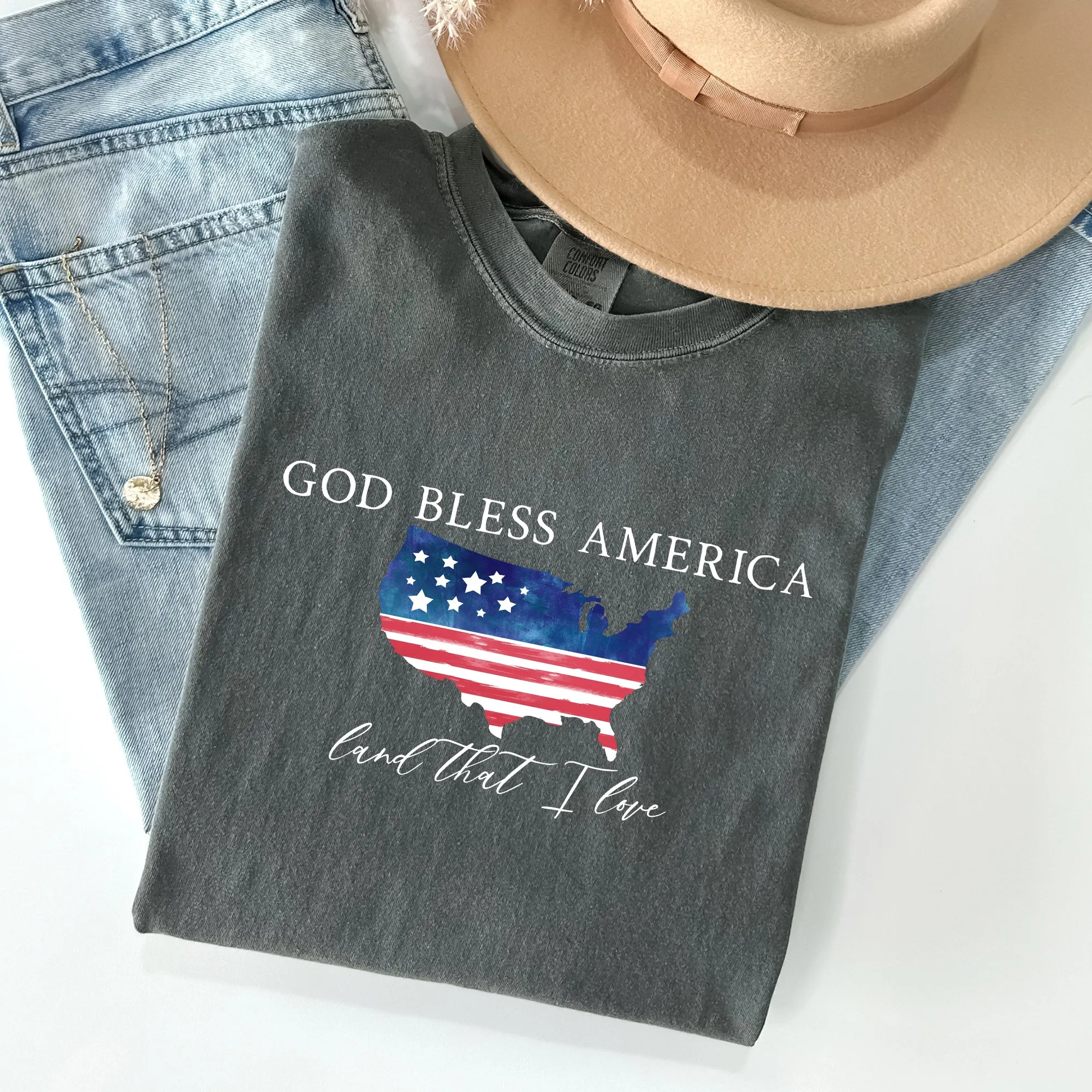 God Bless America, Land That I Love, USA Flag Tshirt Comfort Colors T-Shirt sold by Refinery Number One product image thumbnail 5