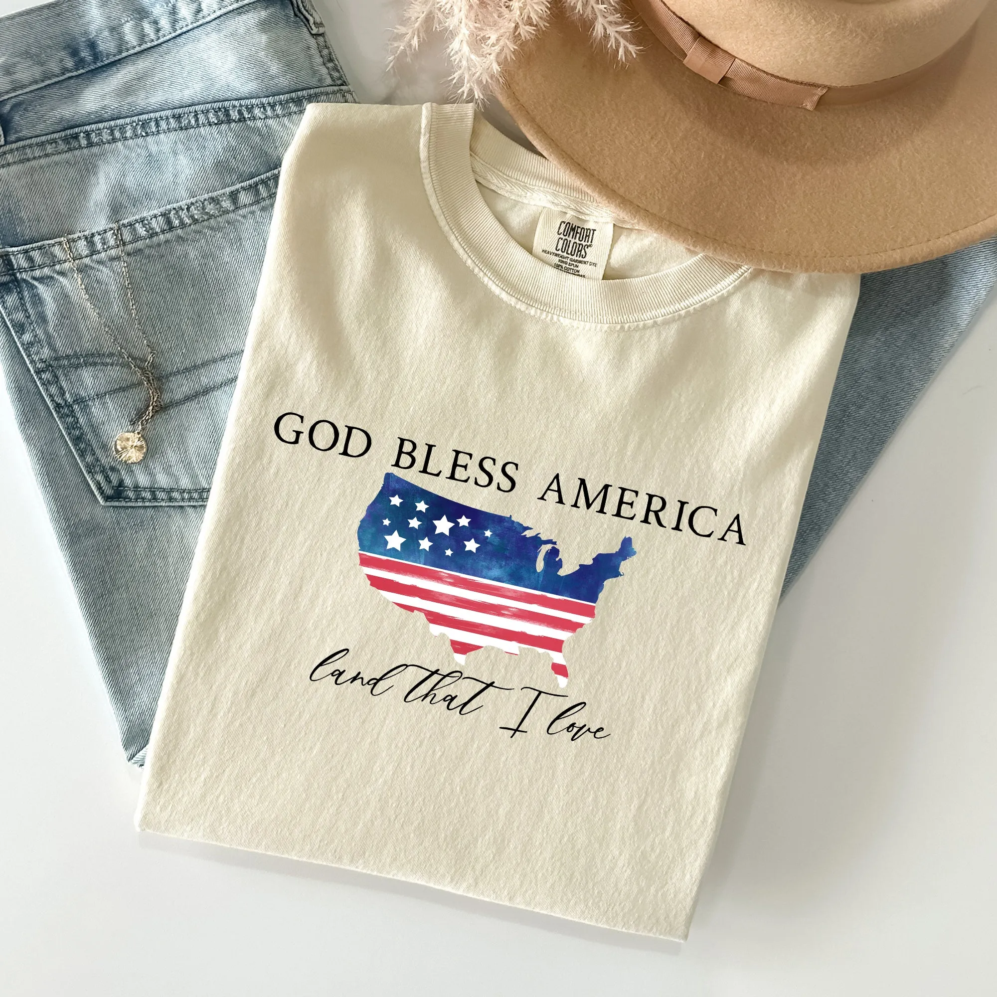 God Bless America, Land That I Love, USA Flag Tshirt Comfort Colors T-Shirt sold by Refinery Number One product image thumbnail 3