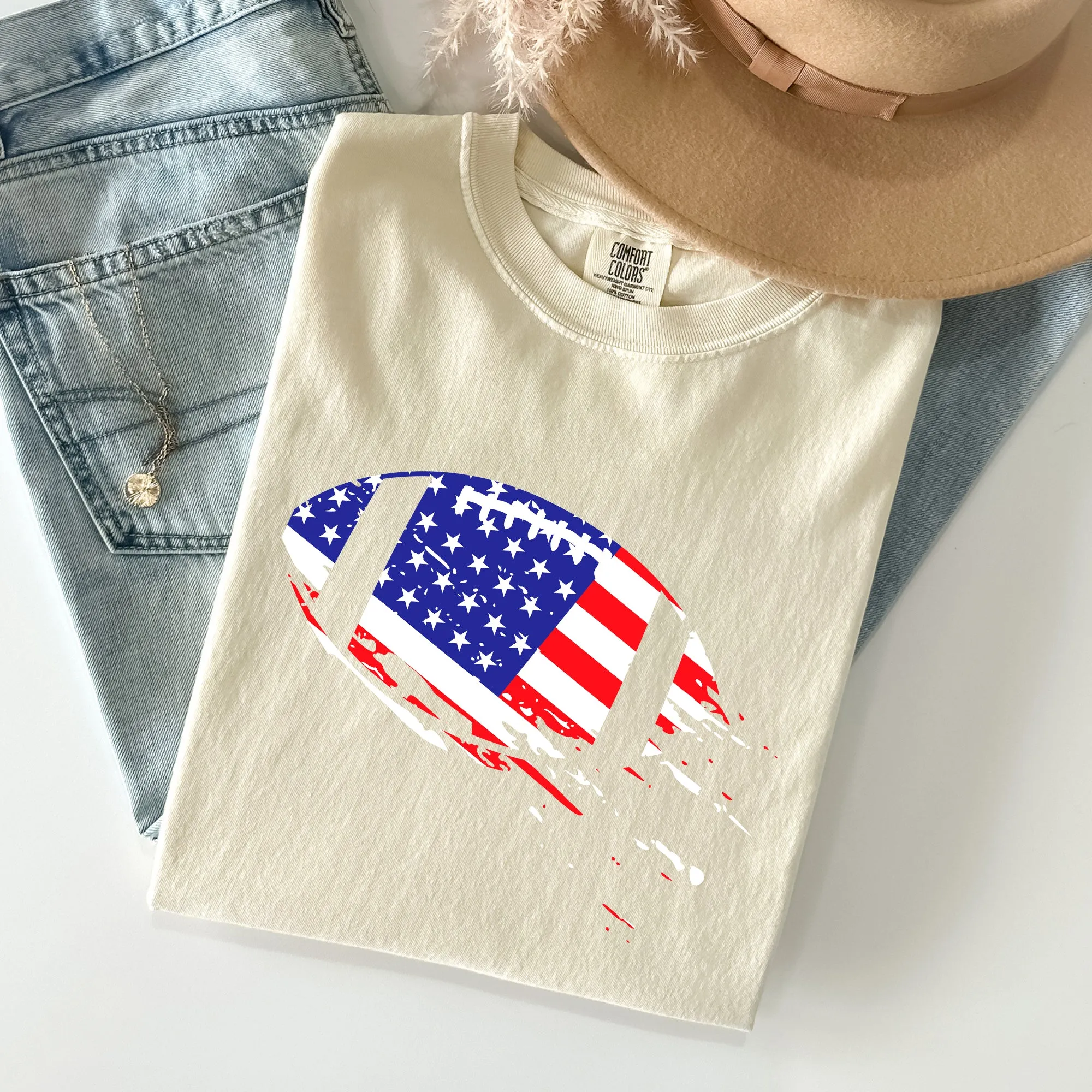 Football, Sports, American Flag, Patriotic Tshirt Comfort Colors T-Shirt sold by Refinery Number One product image thumbnail 3