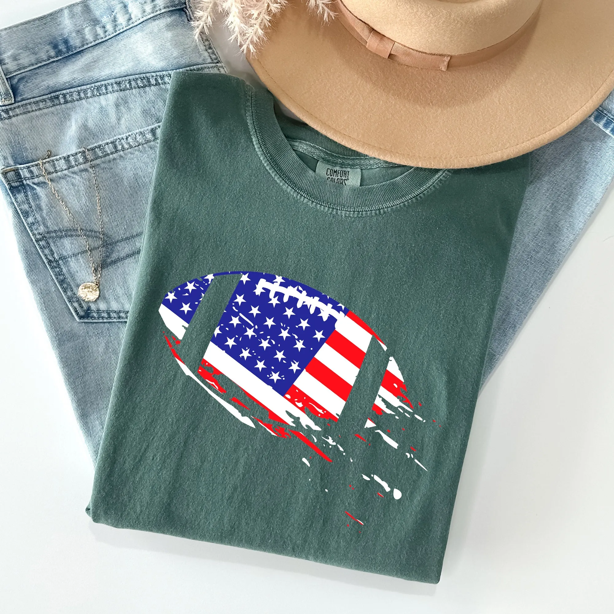Football, Sports, American Flag, Patriotic Tshirt Comfort Colors T-Shirt sold by Refinery Number One product image thumbnail 5
