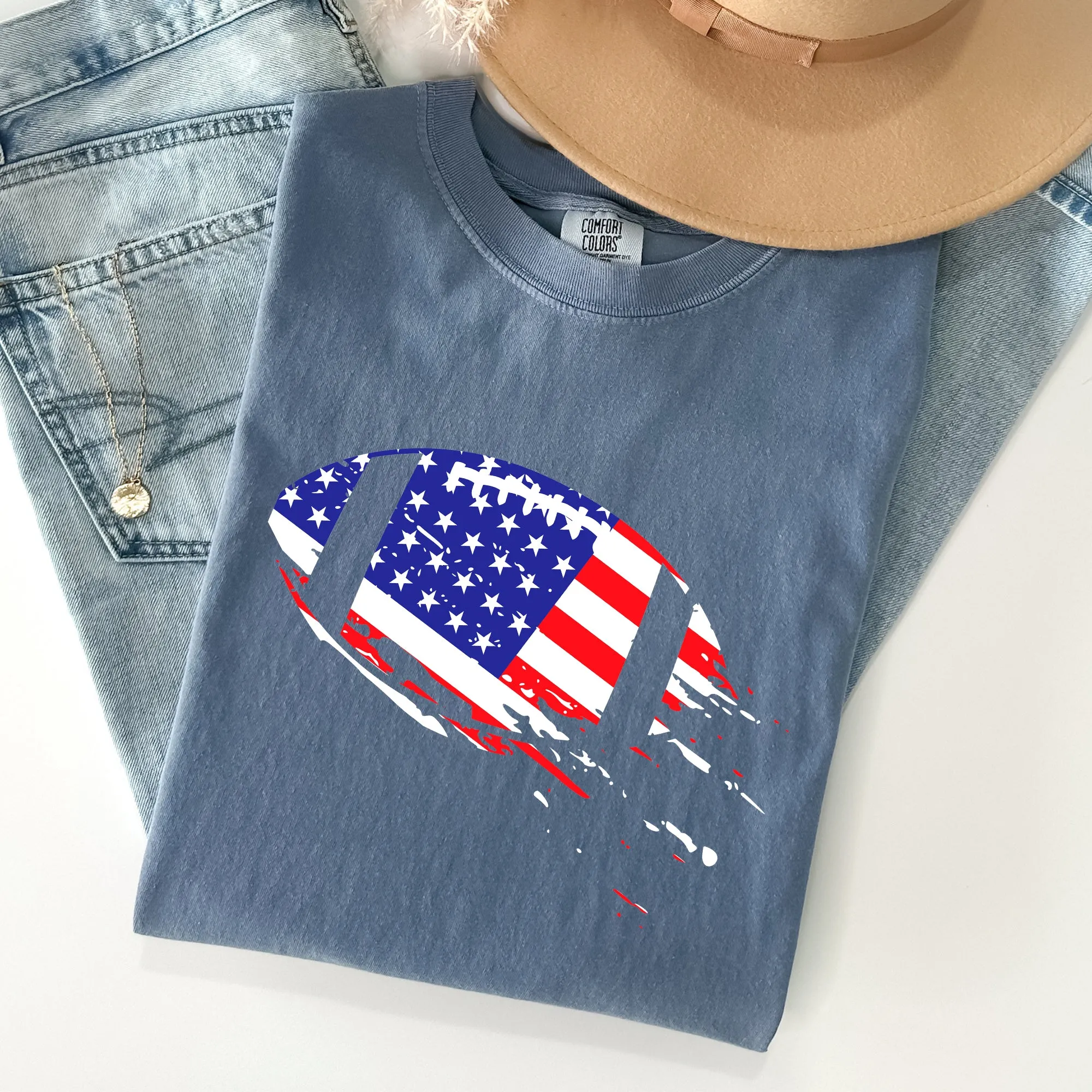 Football, Sports, American Flag, Patriotic Tshirt Comfort Colors T-Shirt sold by Refinery Number One product image thumbnail 4