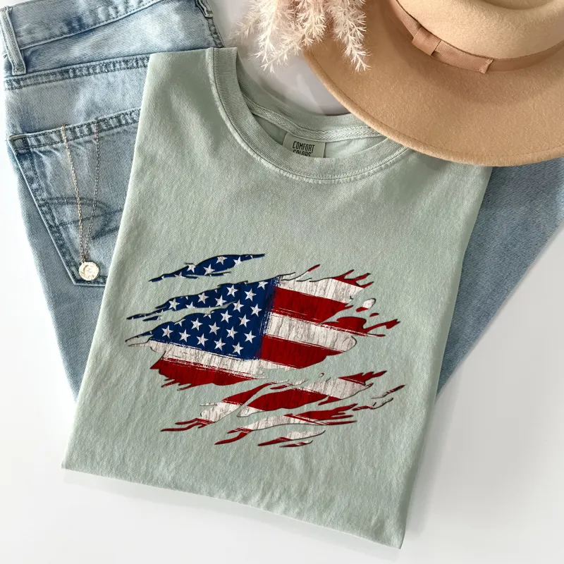 American Flag, Patriotic, 4th of July Comfort Colors Tshirt sold by Refinery Number One