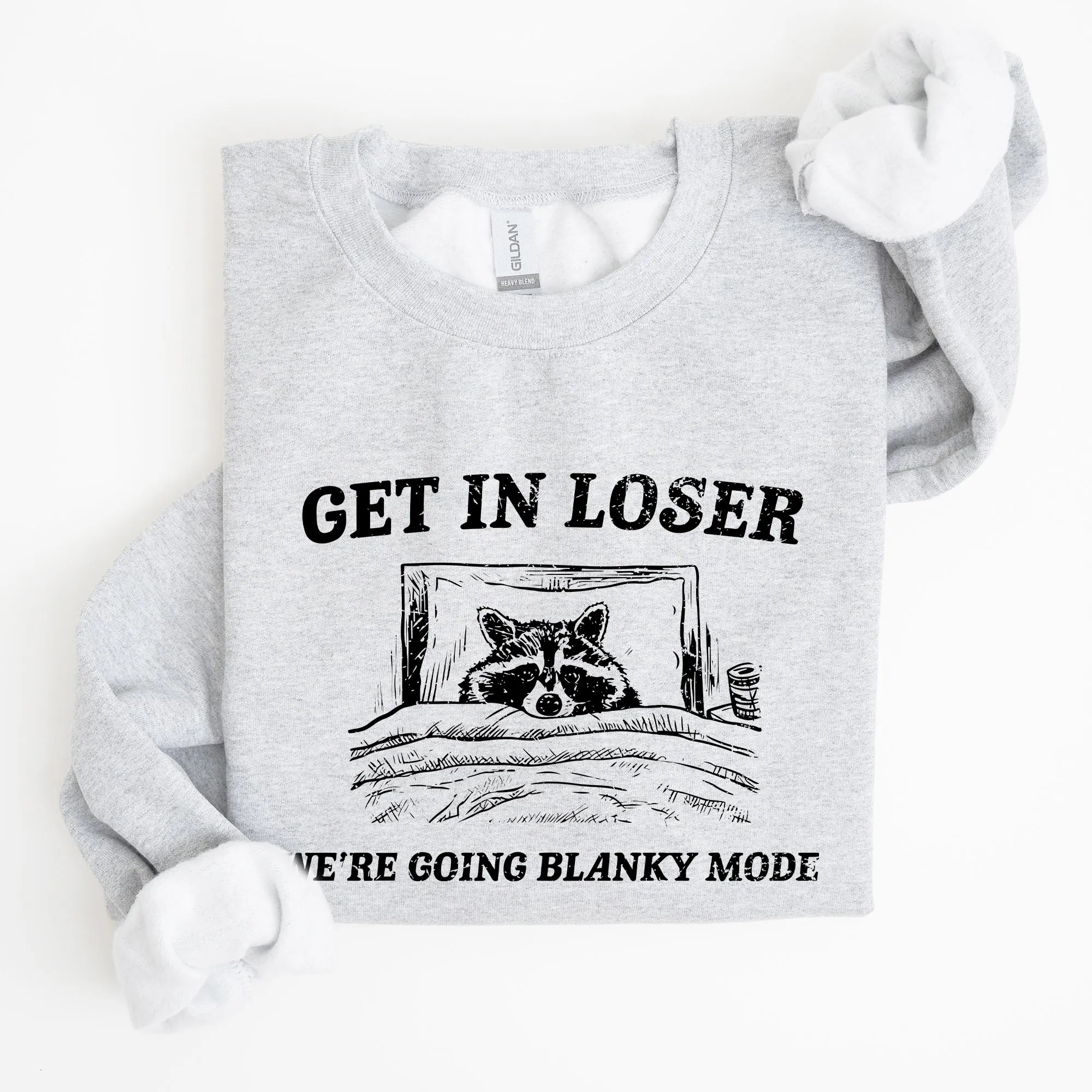 Blanky Mode, Raccoon, Meme, Aesthetic, Funny Sweatshirt sold by Refinery Number One