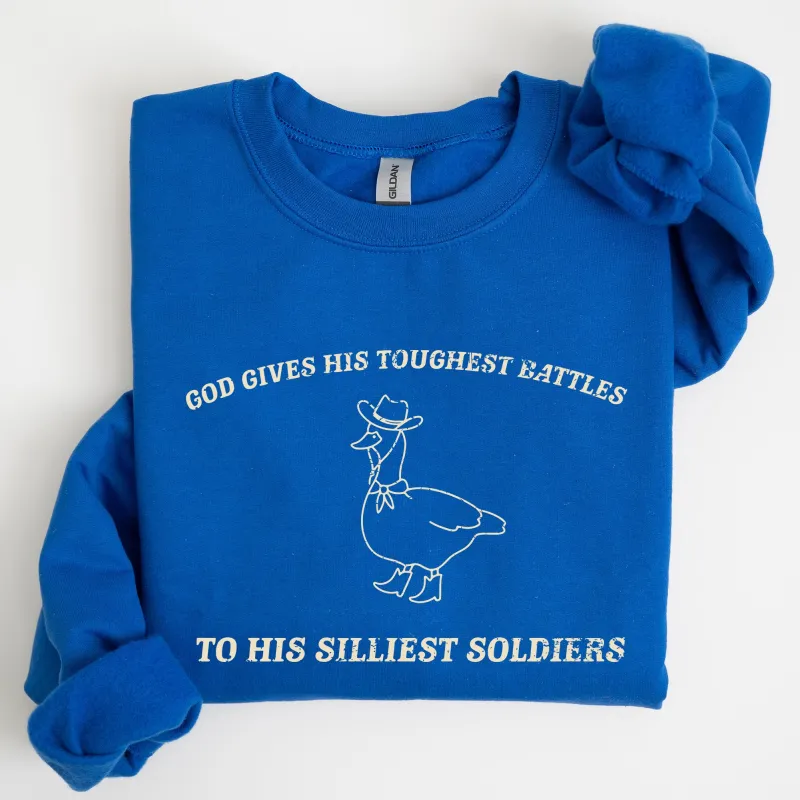 Toughest Battles, Silliest Soldier, Goose, Meme, Aesthetic, Funny Sweatshirt sold by Refinery Number One