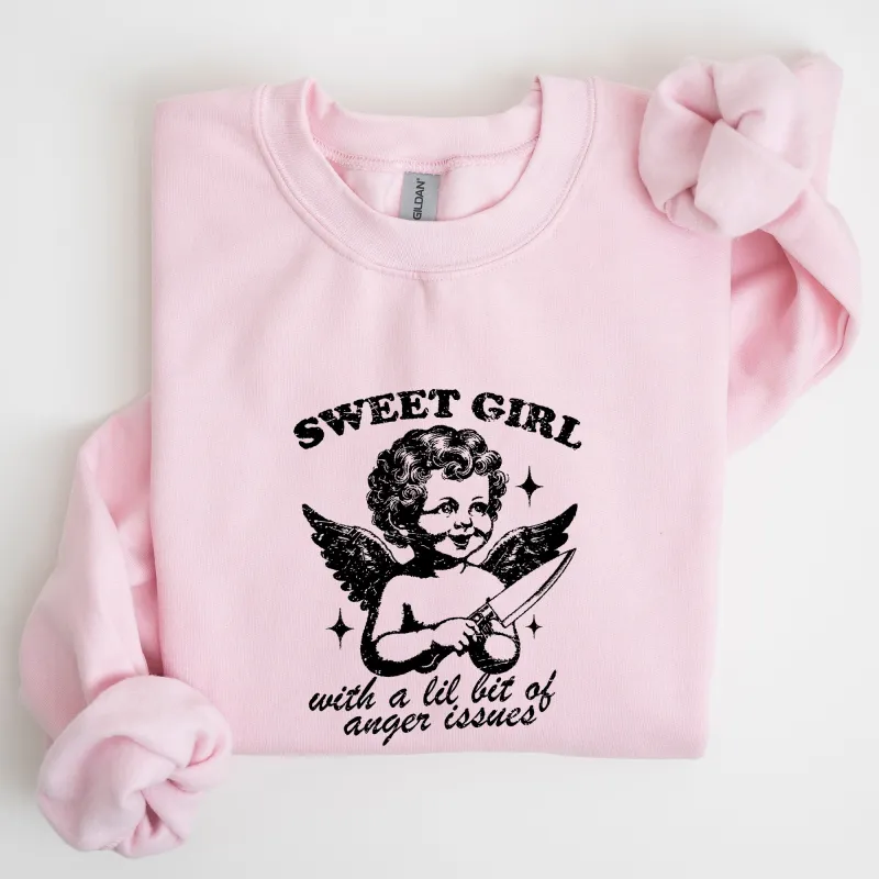 Sweet Girl, Anger Issues, Cupid, Angel, Meme, Aesthetic, Funny Sweatshirt sold by Refinery Number One