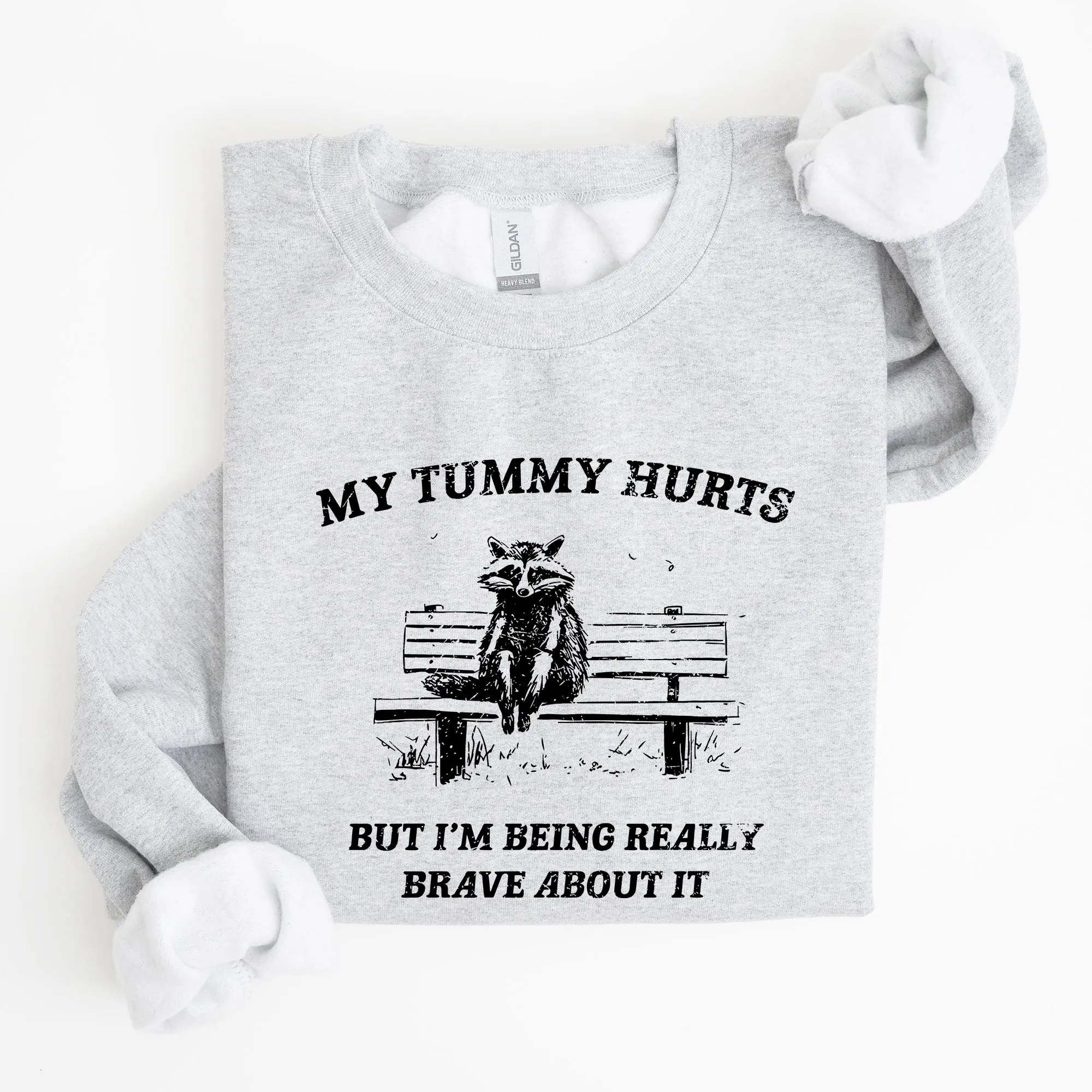 My Tummy Hurts, Raccoon, Meme, Aesthetic, Funny Sweatshirt sold by Refinery Number One product image thumbnail 2