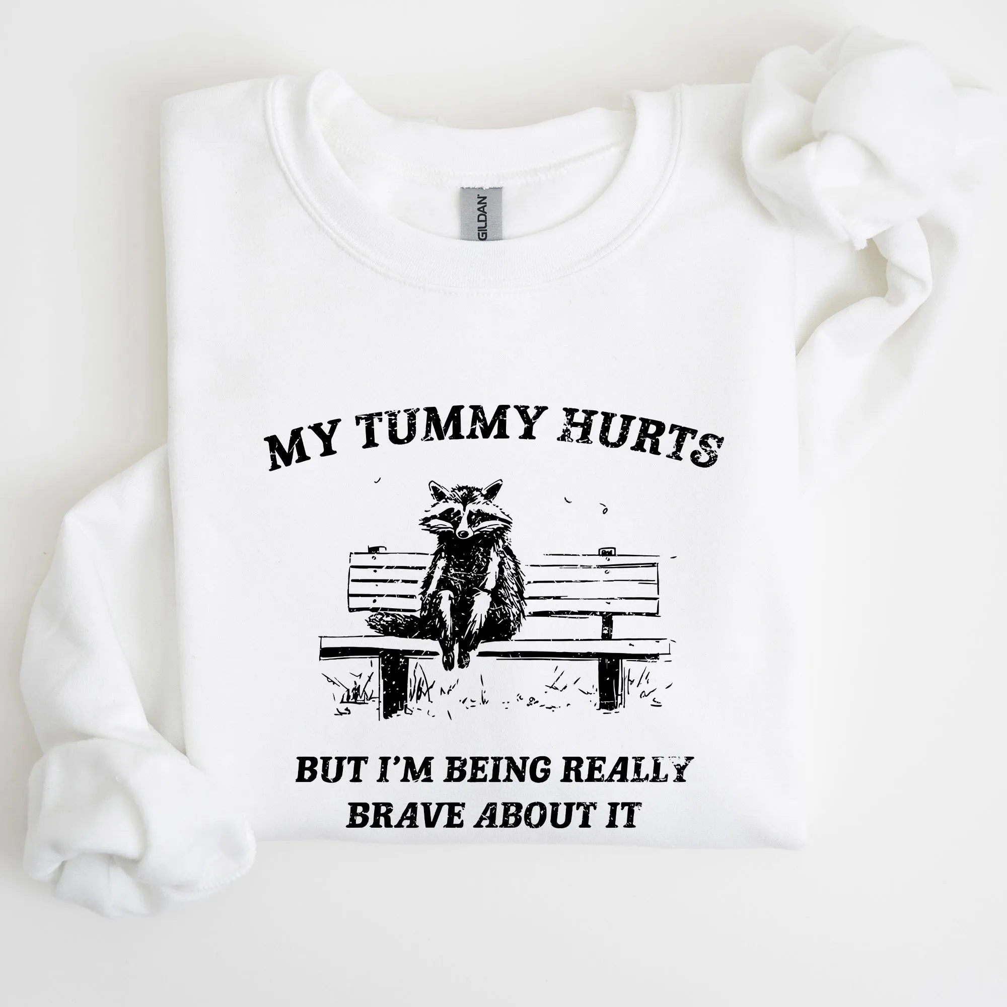 My Tummy Hurts, Raccoon, Meme, Aesthetic, Funny Sweatshirt sold by Refinery Number One product image thumbnail 5