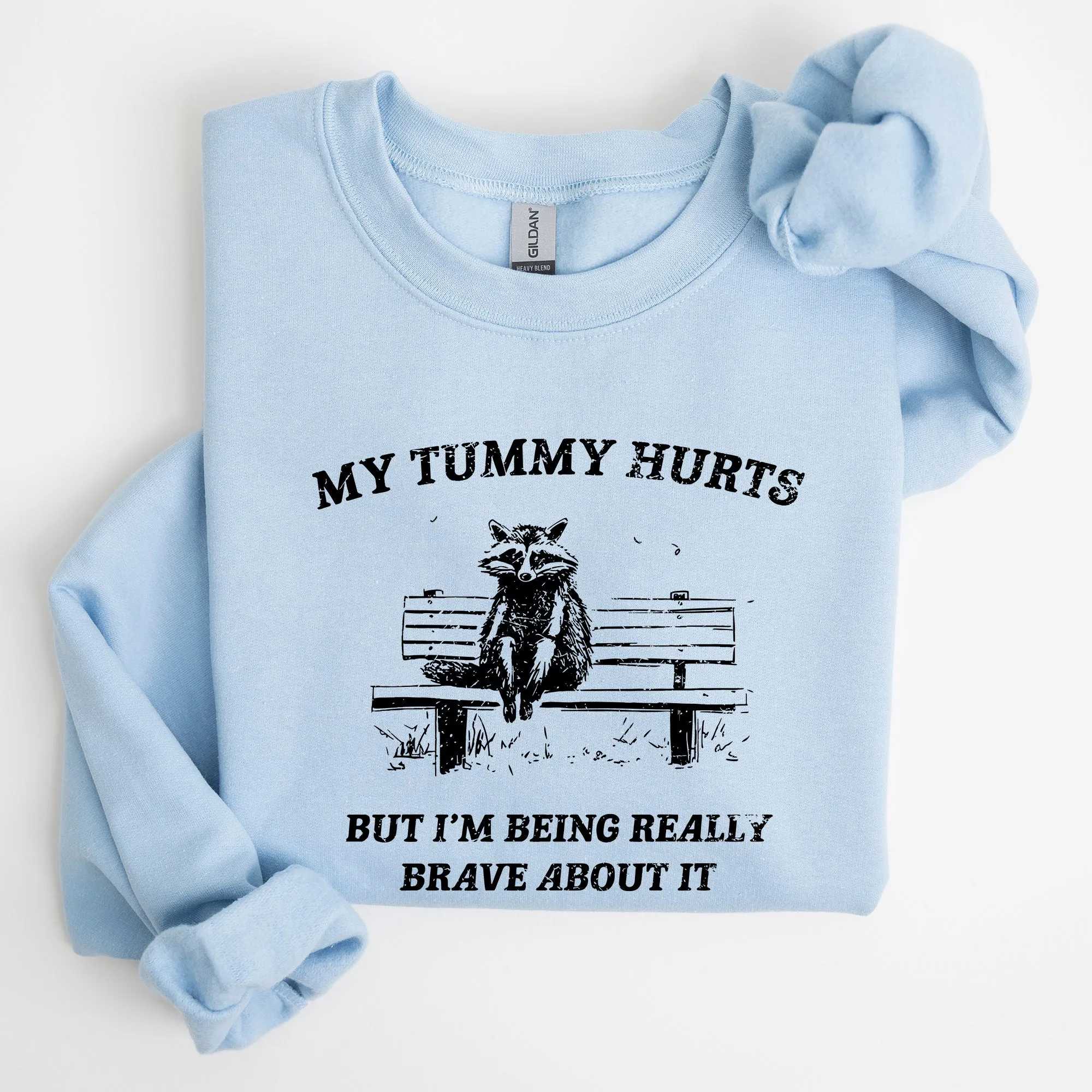 My Tummy Hurts, Raccoon, Meme, Aesthetic, Funny Sweatshirt sold by Refinery Number One product image thumbnail 3