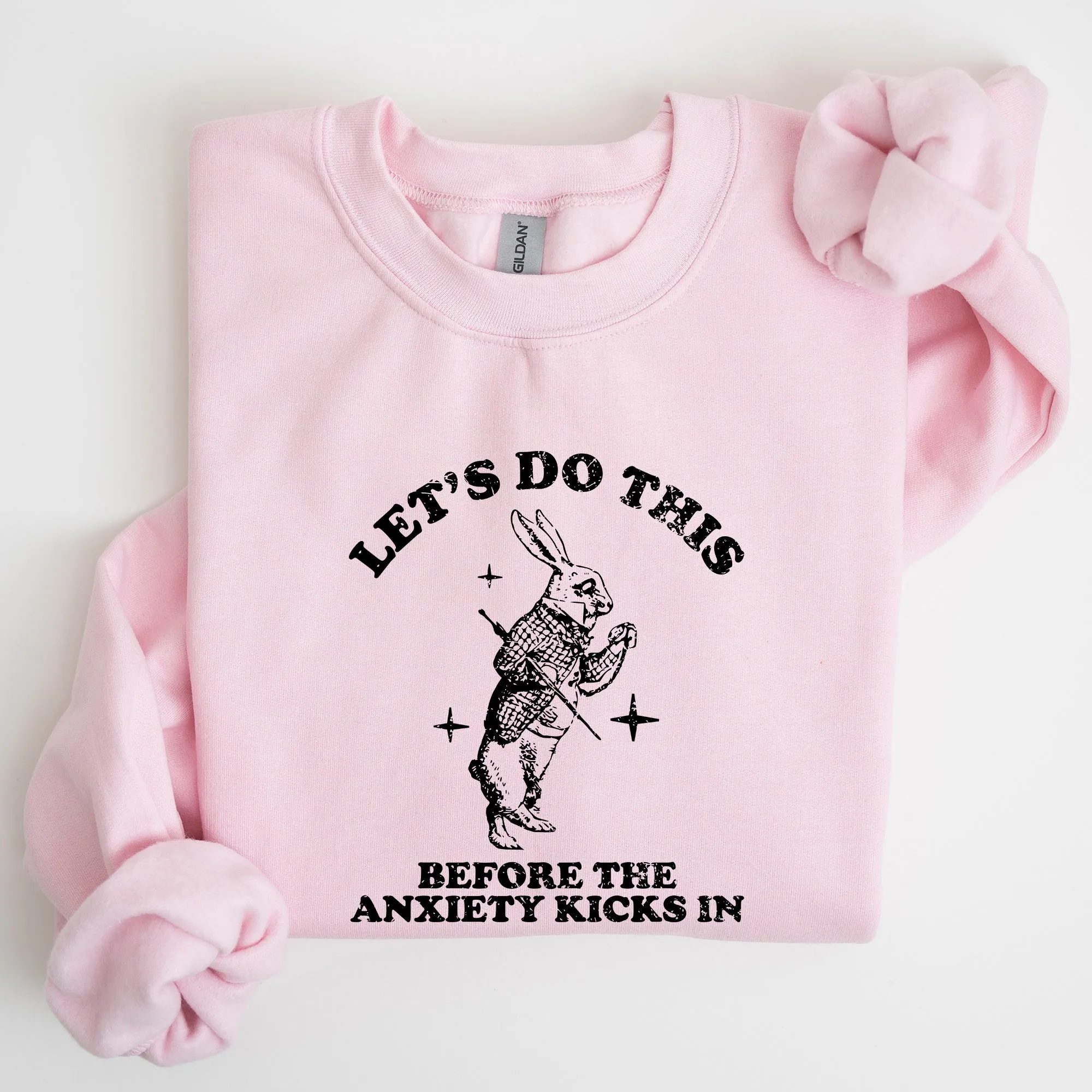 Let's Do this Before Anxiety Kicks In, Rabbit, Alice Wonderland, Meme, Aesthetic, Funny Sweatshirt sold by Refinery Number One product image thumbnail 3