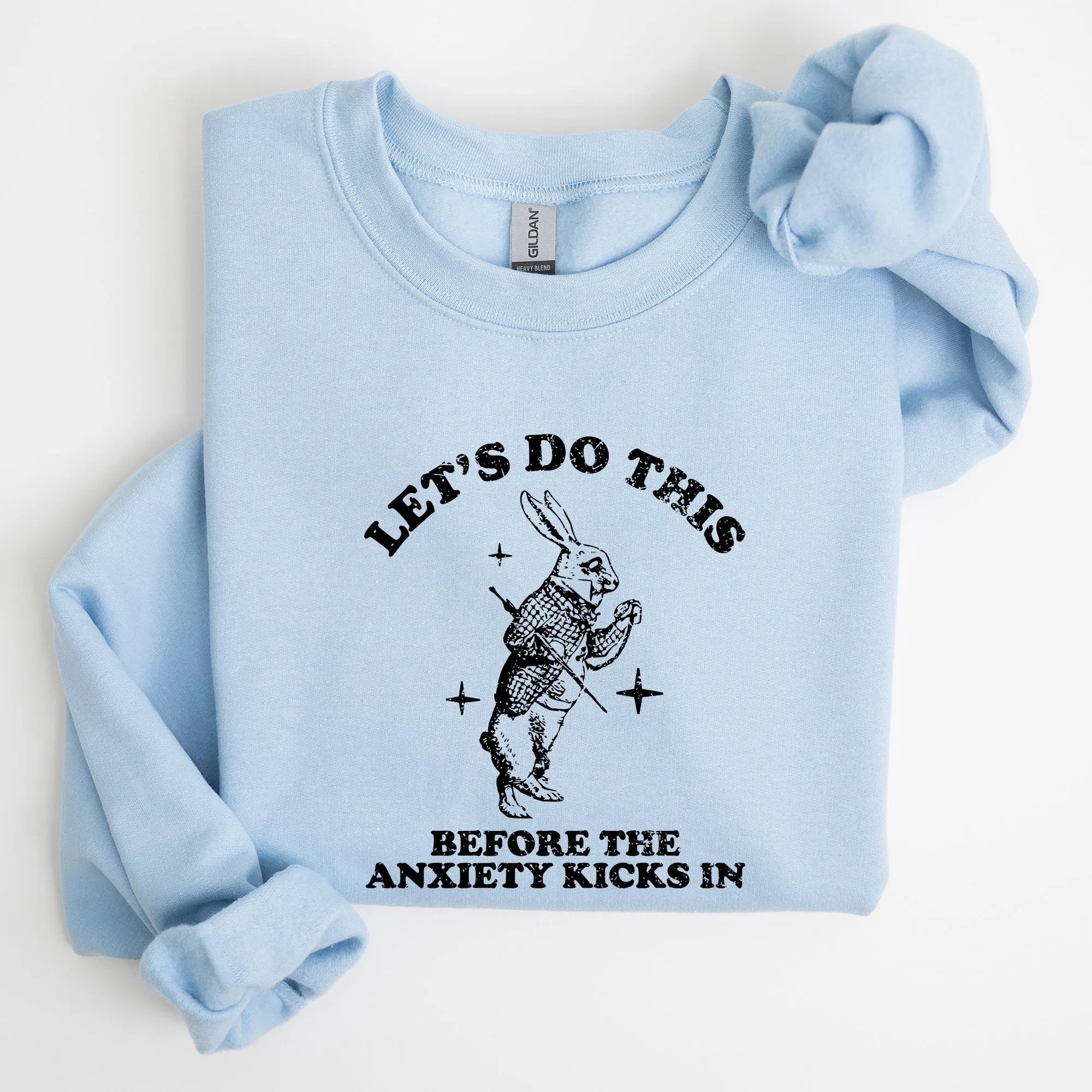 Let's Do this Before Anxiety Kicks In, Rabbit, Alice Wonderland, Meme, Aesthetic, Funny Sweatshirt sold by Refinery Number One product image thumbnail 2