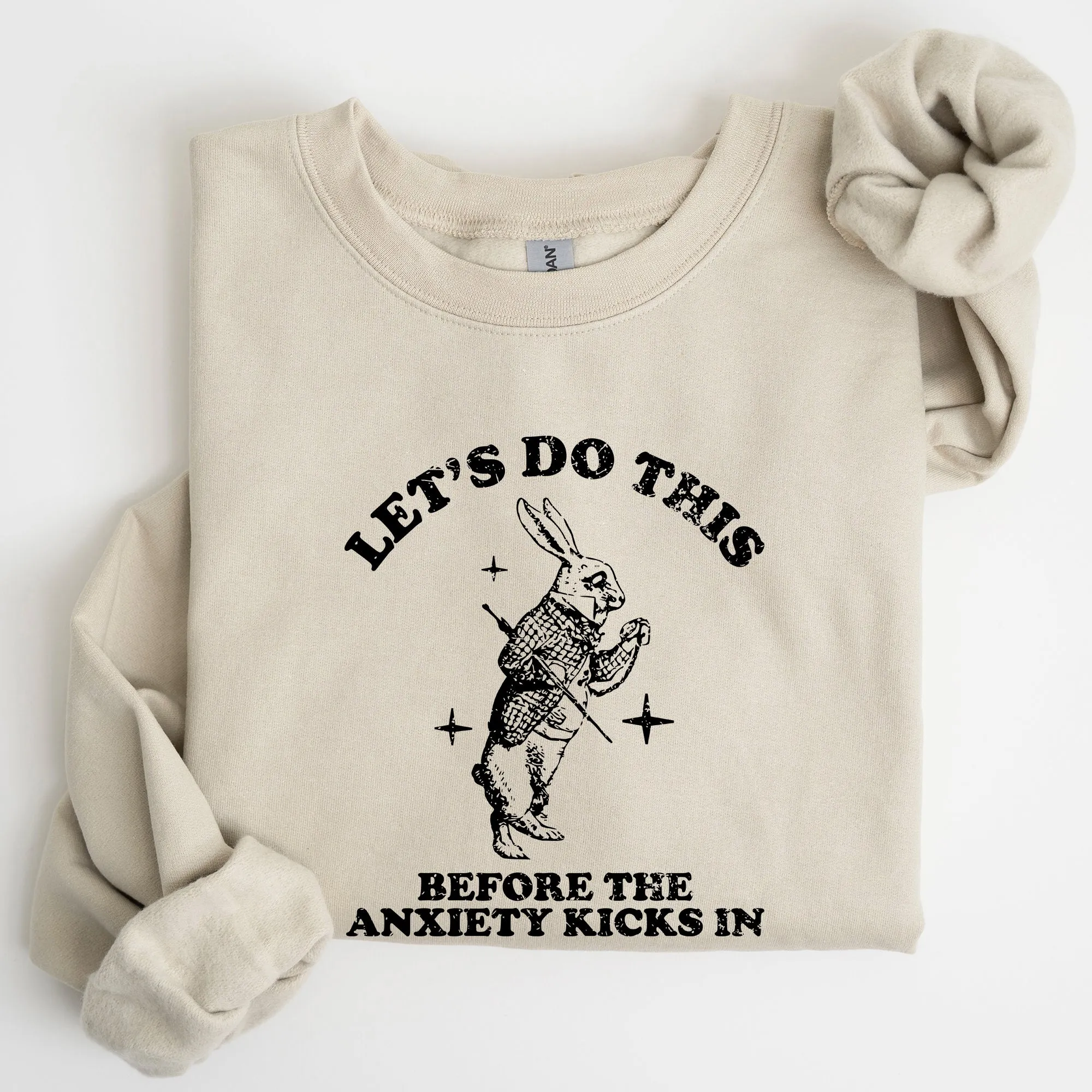 Let's Do this Before Anxiety Kicks In, Rabbit, Alice Wonderland, Meme, Aesthetic, Funny Sweatshirt sold by Refinery Number One product image thumbnail 4