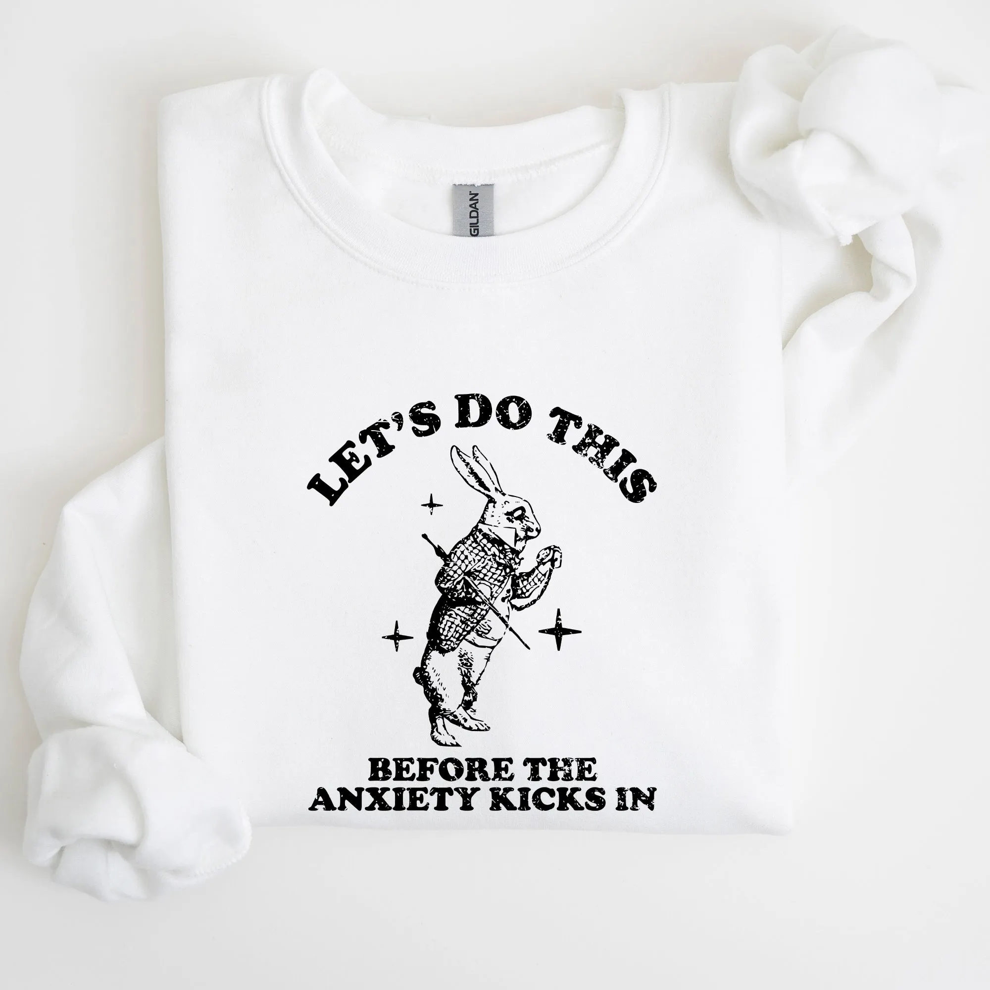 Let's Do this Before Anxiety Kicks In, Rabbit, Alice Wonderland, Meme, Aesthetic, Funny Sweatshirt sold by Refinery Number One product image thumbnail 5