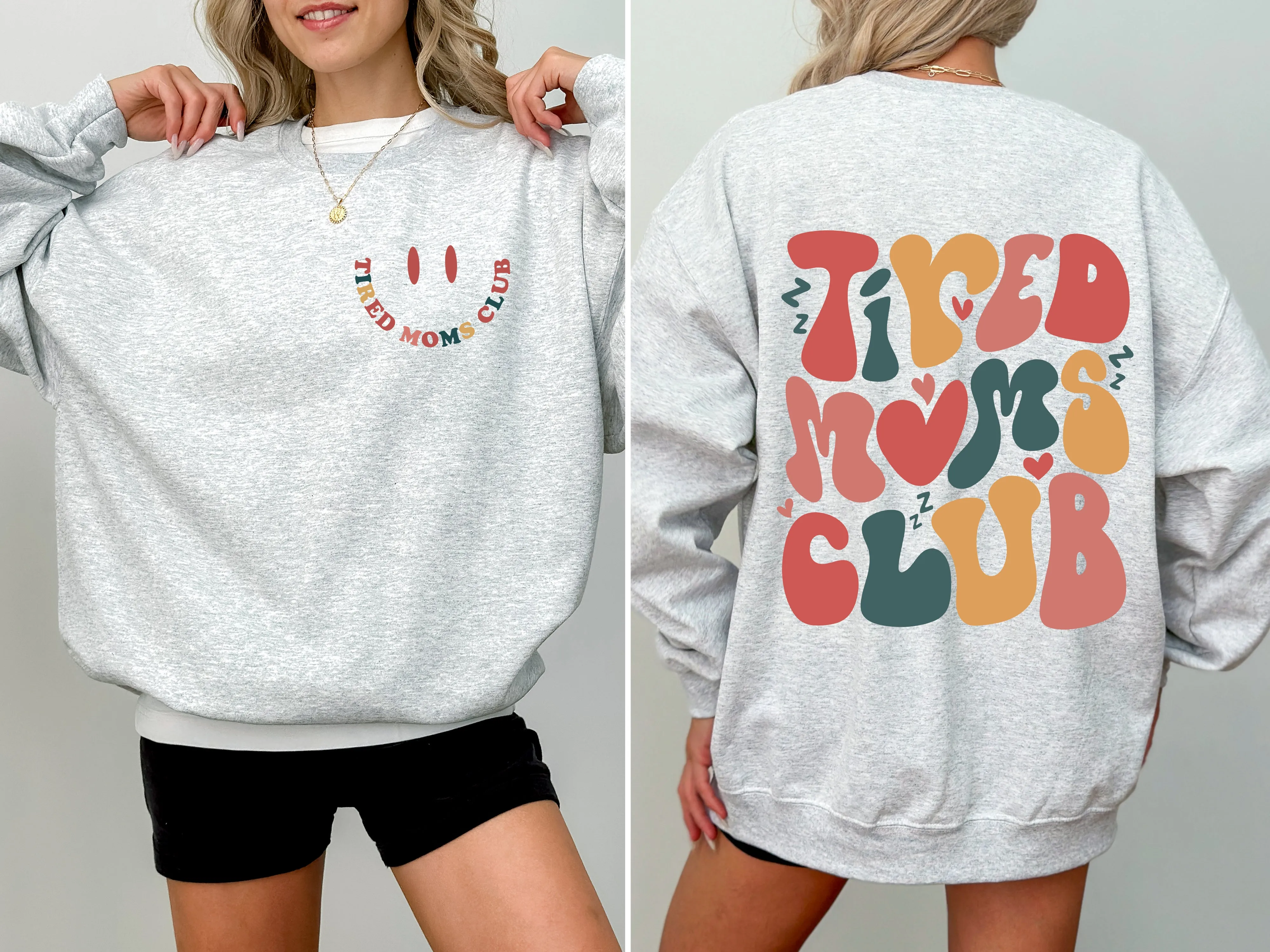 Tired Moms Club, Trend, Cute, Mother's Day Sweatshirt sold by Refinery Number One product image thumbnail 3