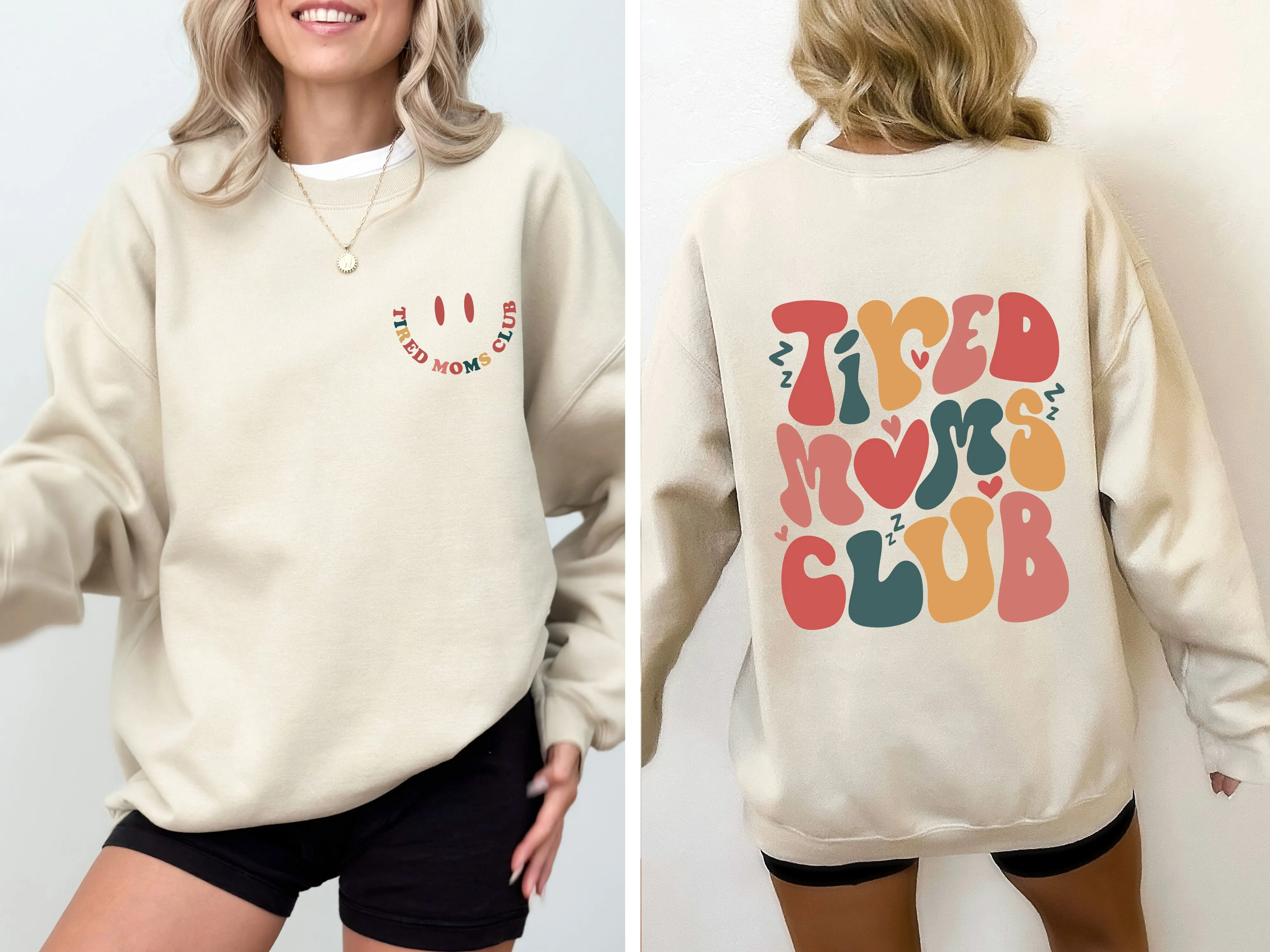 Tired Moms Club, Trend, Cute, Mother's Day Sweatshirt sold by Refinery Number One product image thumbnail 4