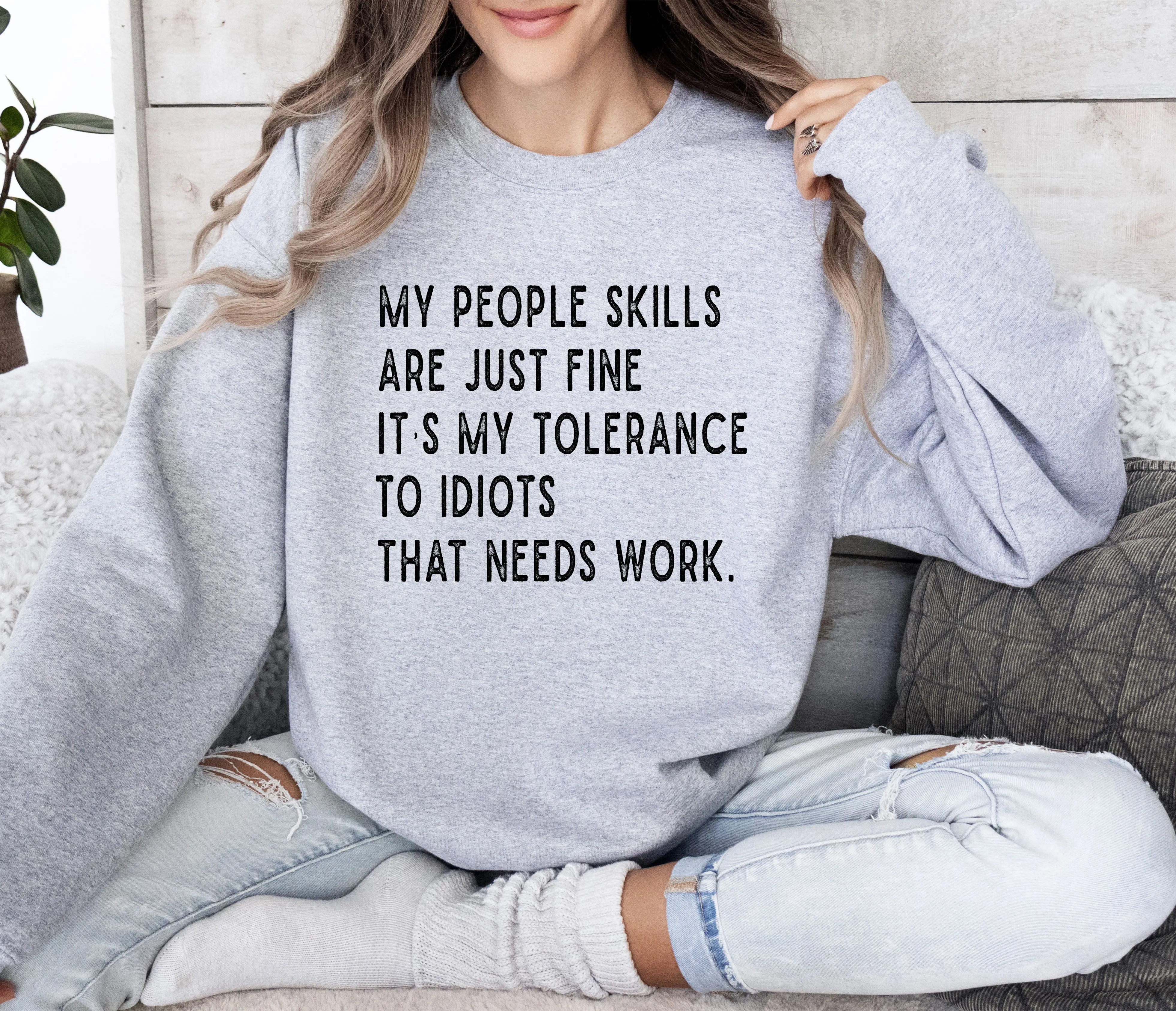 My People Skills Funny Sweatshirt, Sarcastic College Sweatshirt sold by Refinery Number One product image thumbnail 2