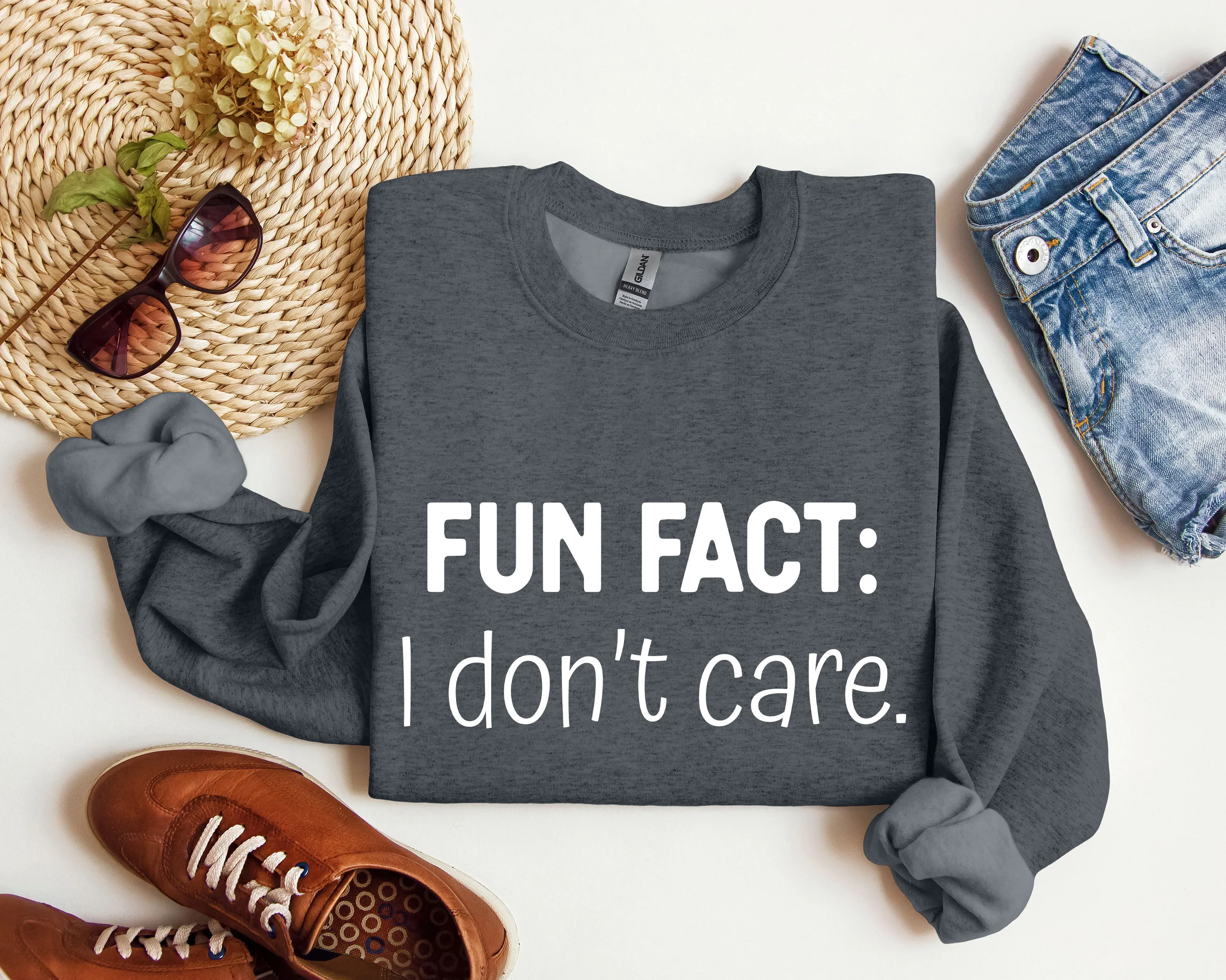 Fun Fact I Don't Care Sweatshirt, Sarcastic College Sweatshirt sold by Refinery Number One product image thumbnail 5