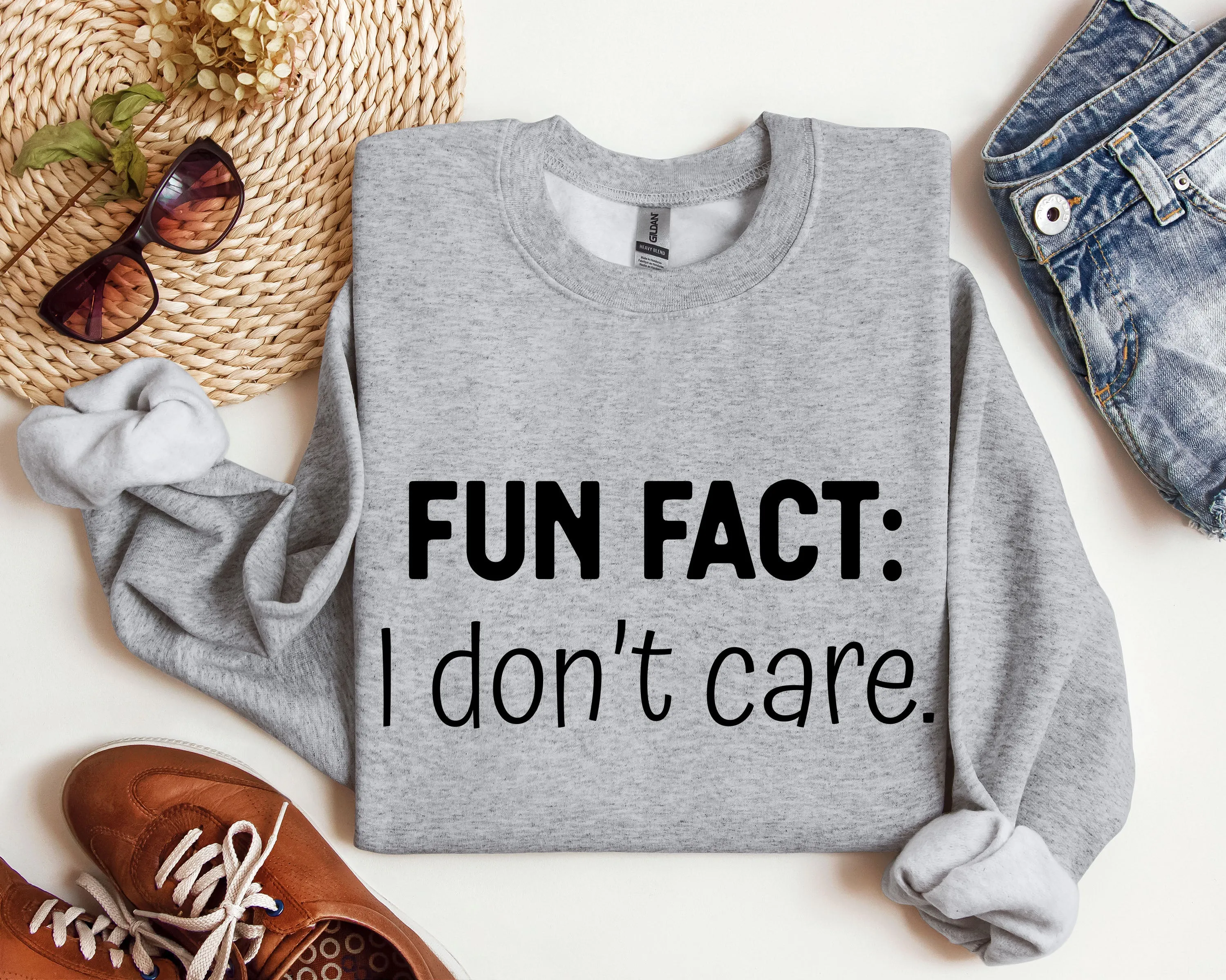 Fun Fact I Don't Care Sweatshirt, Sarcastic College Sweatshirt sold by Refinery Number One product image thumbnail 2