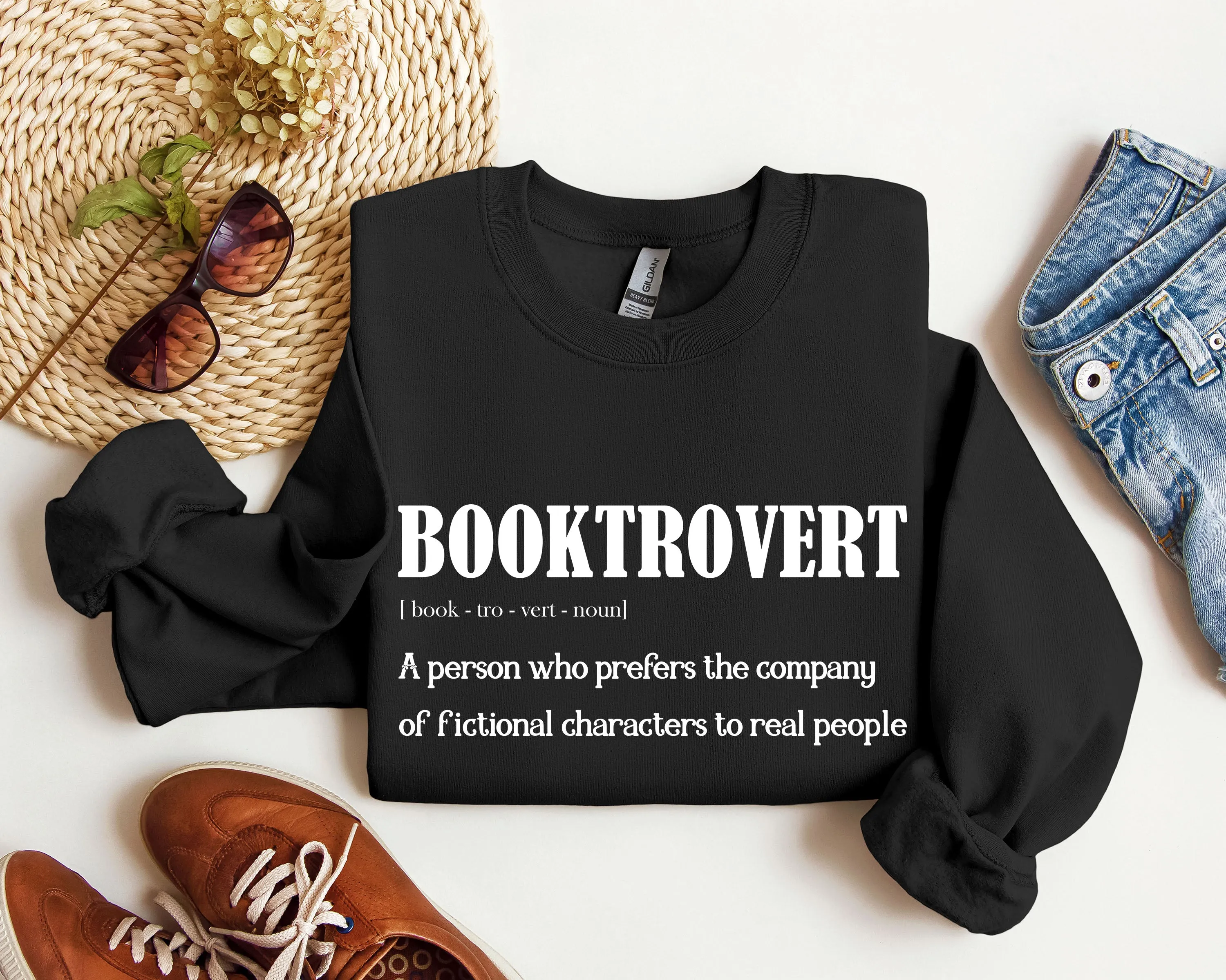 Booktrovert Funny Sweatshirt, Sarcastic College Sweatshirt sold by Refinery Number One