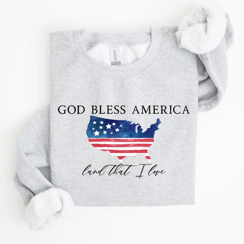 God Bless America, Land That I Love, USA Flag Sweatshirt sold by Refinery Number One