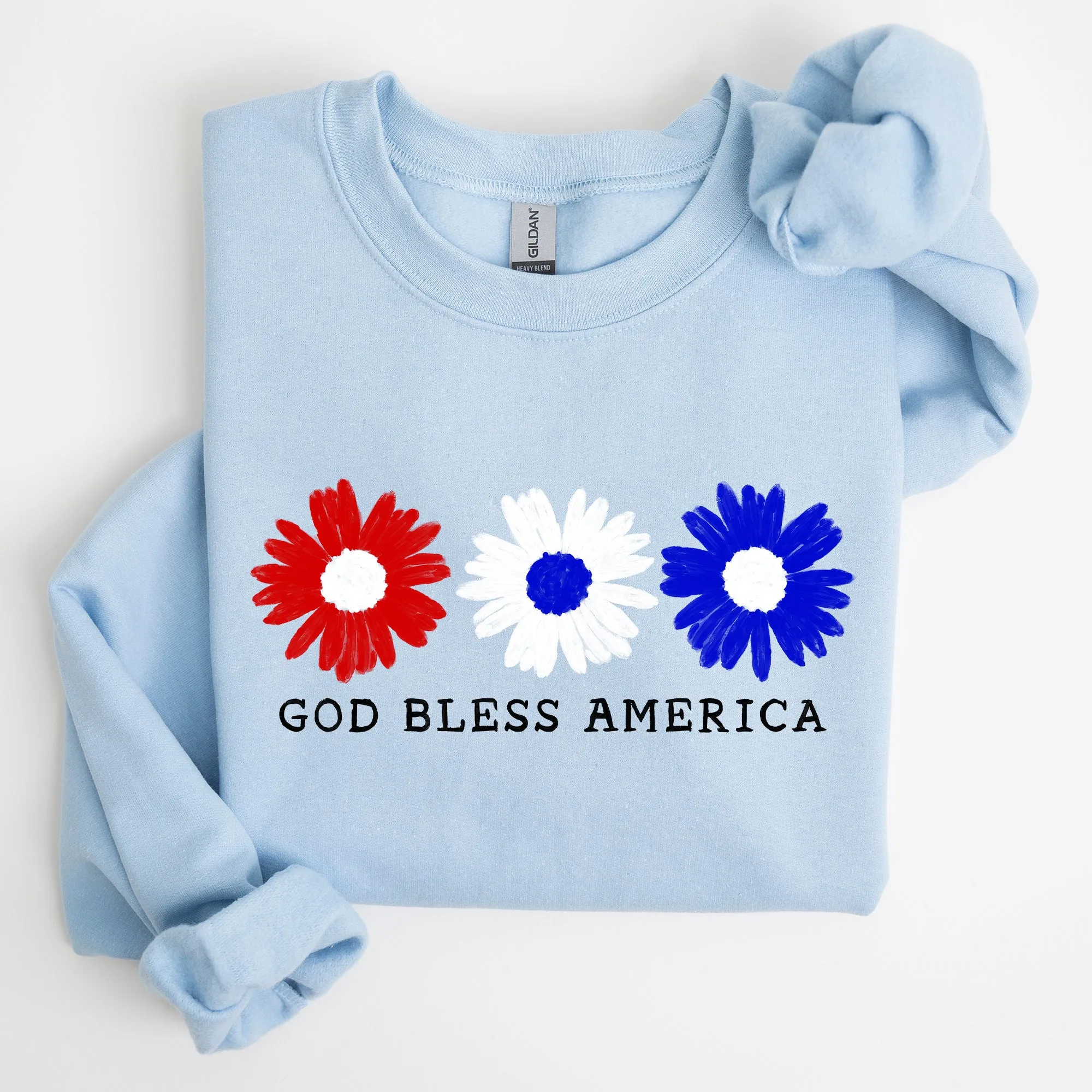 Flowers, God Bless America, Red White Blue, Sweatshirt sold by Refinery Number One product image thumbnail 3