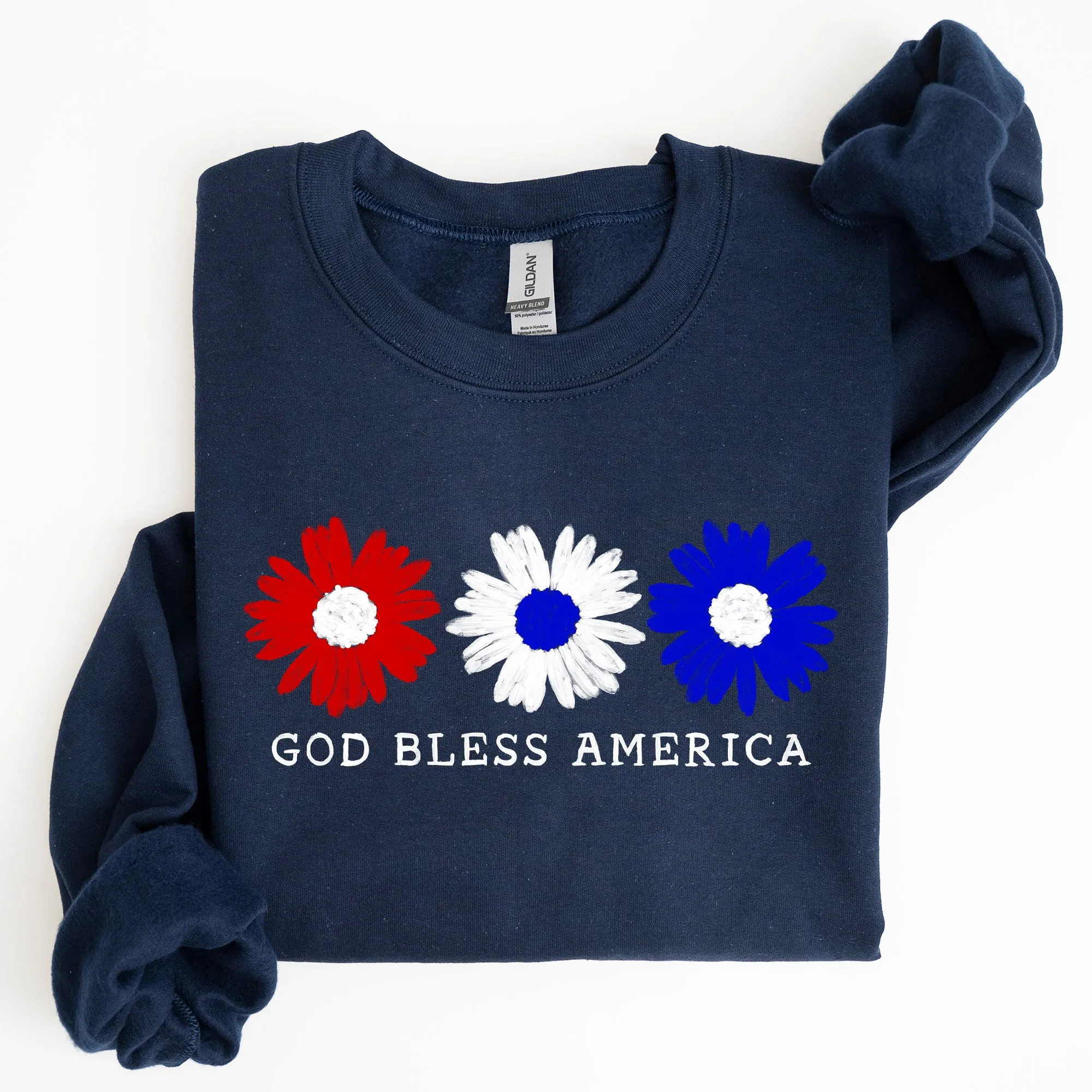 Flowers, God Bless America, Red White Blue, Sweatshirt sold by Refinery Number One product image thumbnail 5