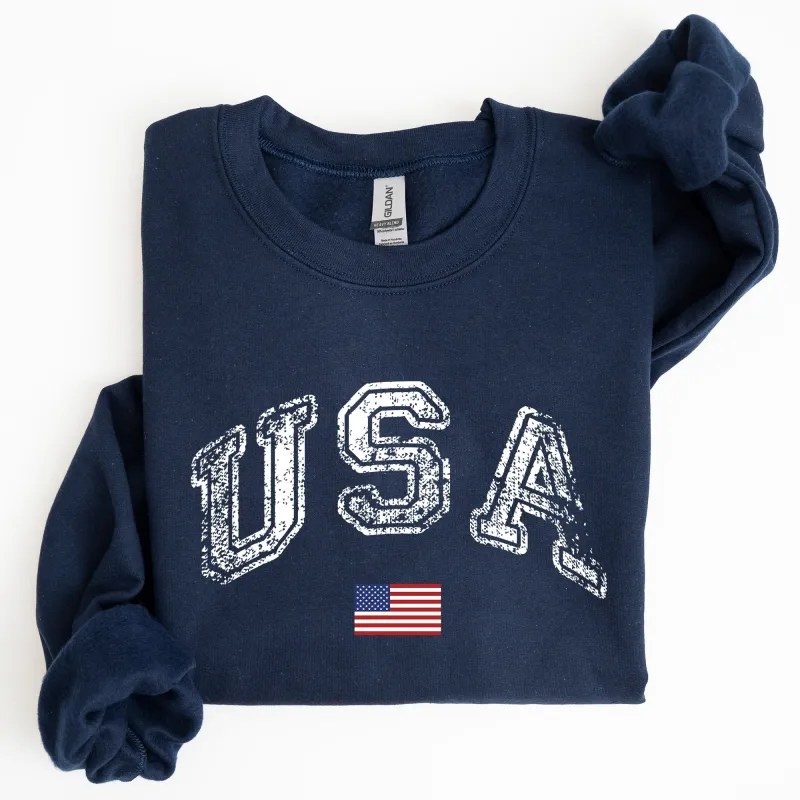 Vintage USA, Retro Flag, America, 4th of July Sweatshirt sold by Refinery Number One