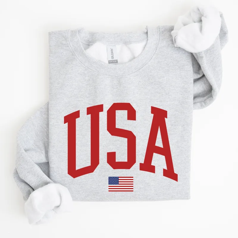 USA Flag, Red, America, Patriotic, 4th of July Sweatshirt sold by Refinery Number One