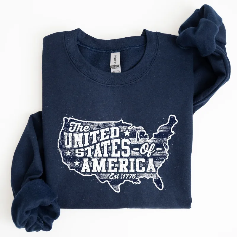 United States of America, Patriotic, 4th of July Sweatshirt sold by Refinery Number One