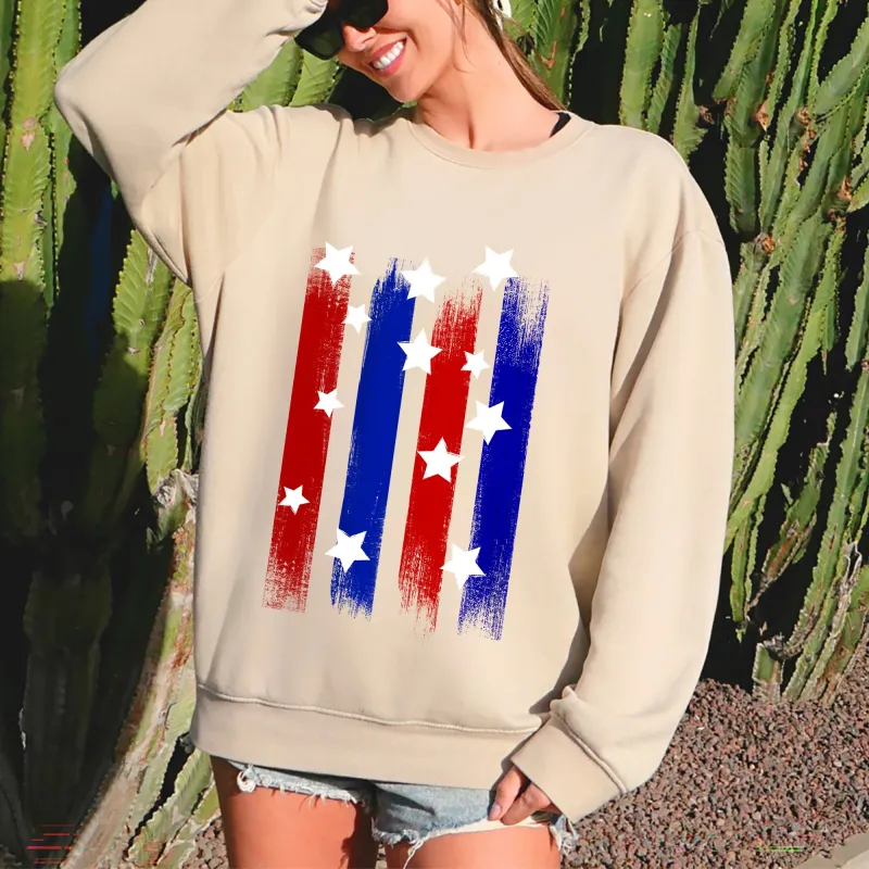 Stars, Strips, Red White Blue, Patriotic, America Sweatshirt sold by Refinery Number One