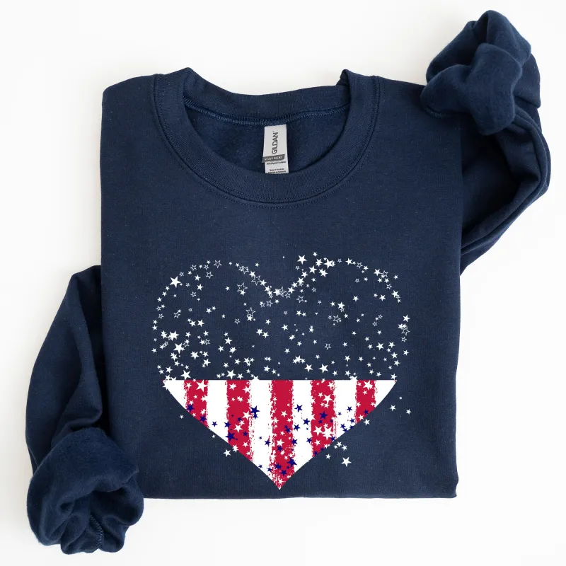 Star Hearts, Red White Blue, 4th of July Sweatshirt sold by Refinery Number One