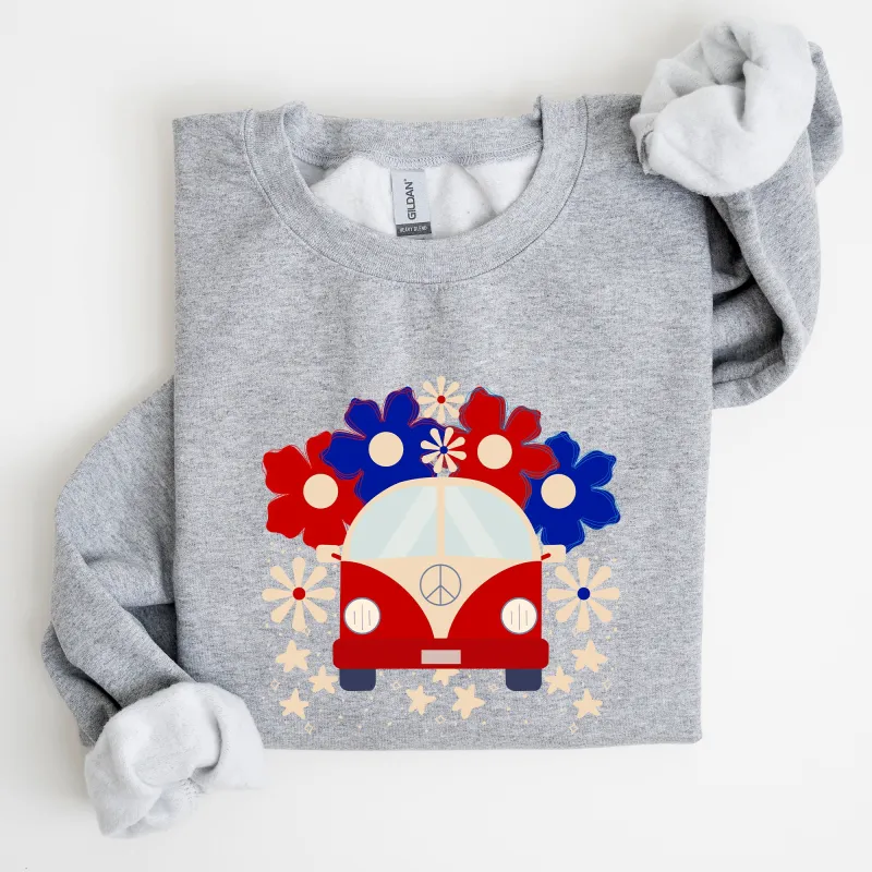 Retro Van, Patriotic, 4th of July Sweatshirt sold by Refinery Number One
