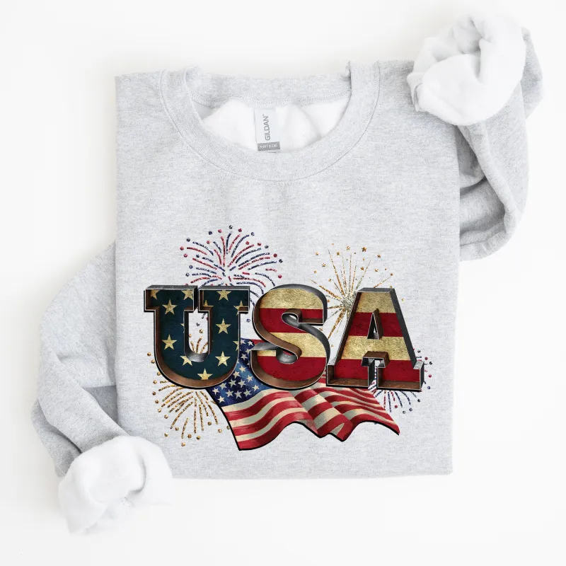 Retro USA, Patriotic, 4th of July Sweatshirt sold by Refinery Number One