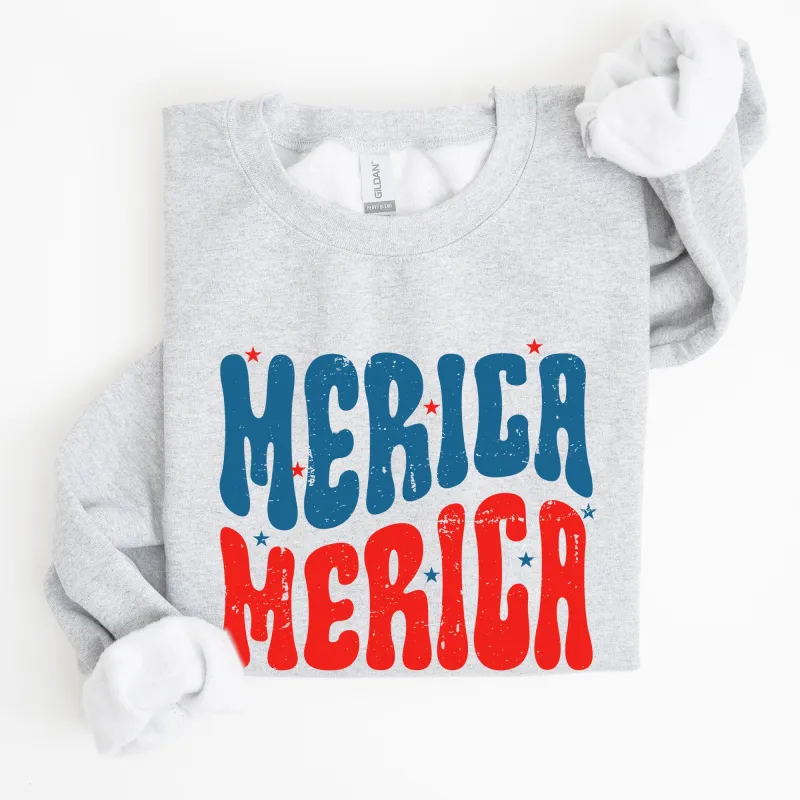 Retro 'Merica, America Red White Blue 4th of July Sweatshirt sold by Refinery Number One