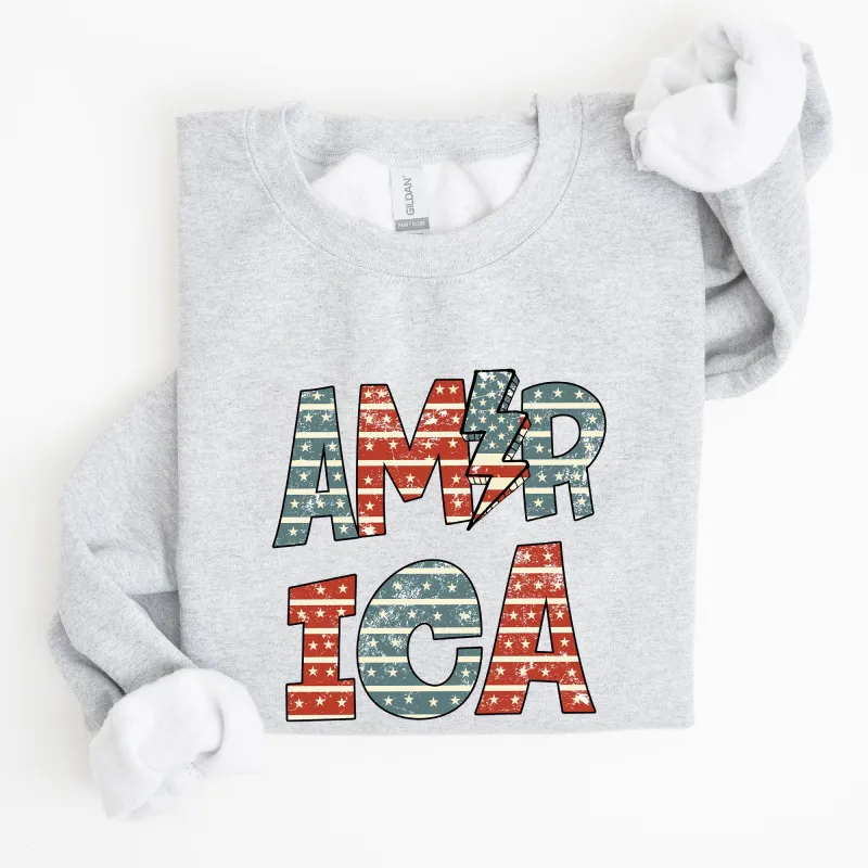 Retro America, Patriotic, 4th of July Sweatshirt sold by Refinery Number One