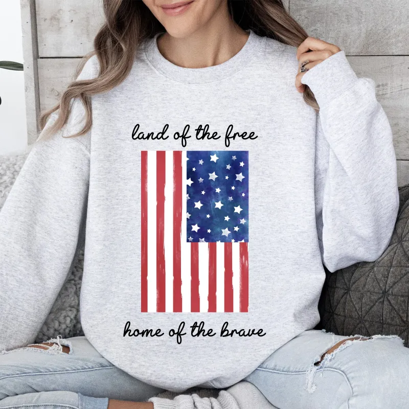 Land Of The Free, Home Of The Brave American Flag Sweatshirt sold by Refinery Number One