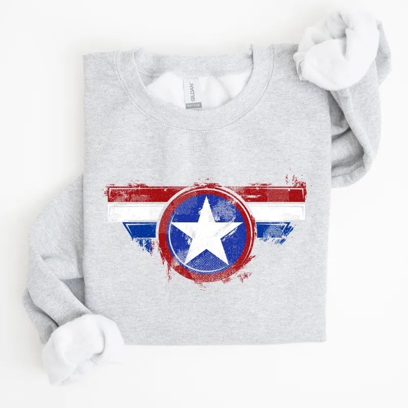 America, Super Hero, Flag, Patriotic, 4th of July Sweatshirt sold by Refinery Number One
