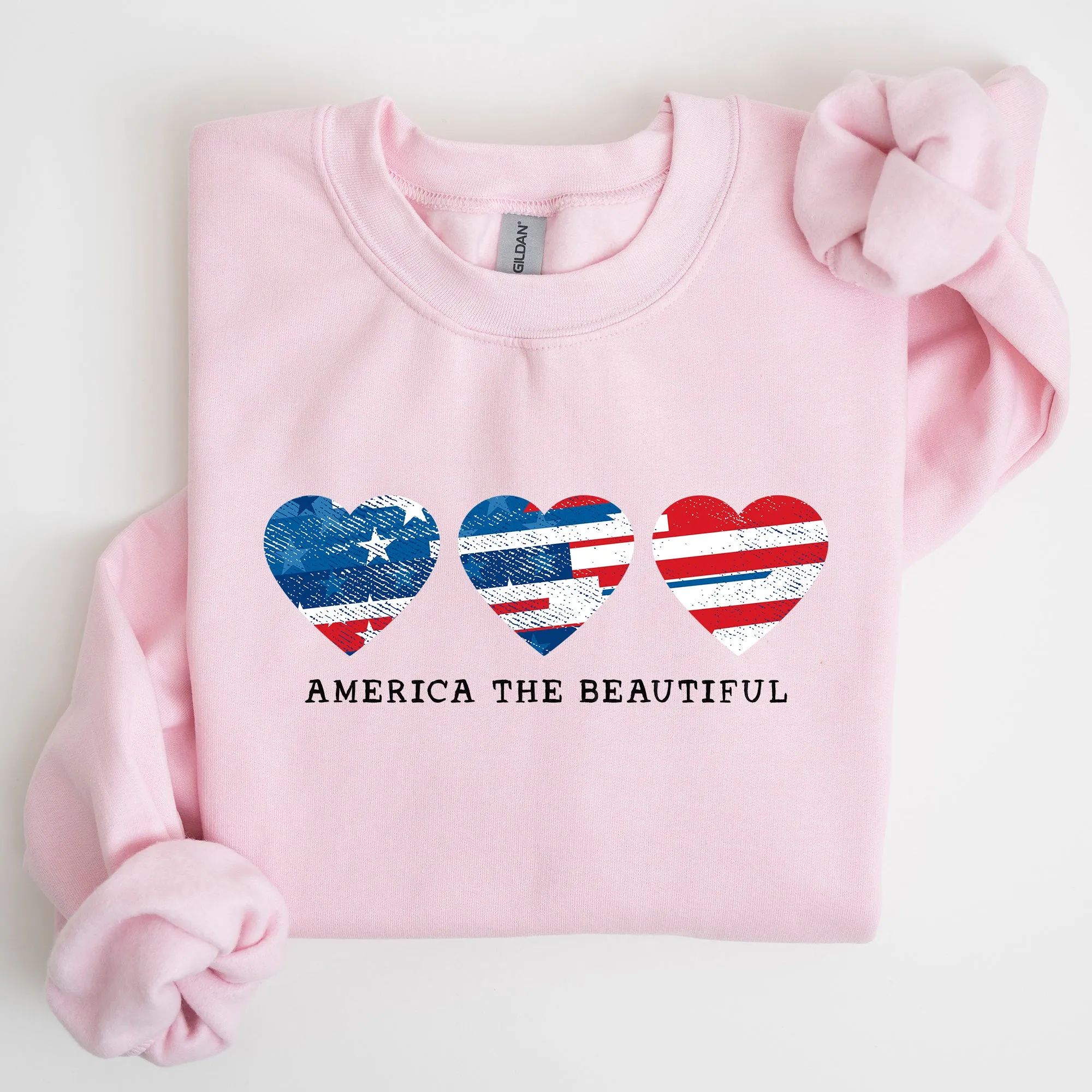 America The Beautiful, Retro Hearts, Patriotic Sweatshirt sold by Refinery Number One product image thumbnail 2