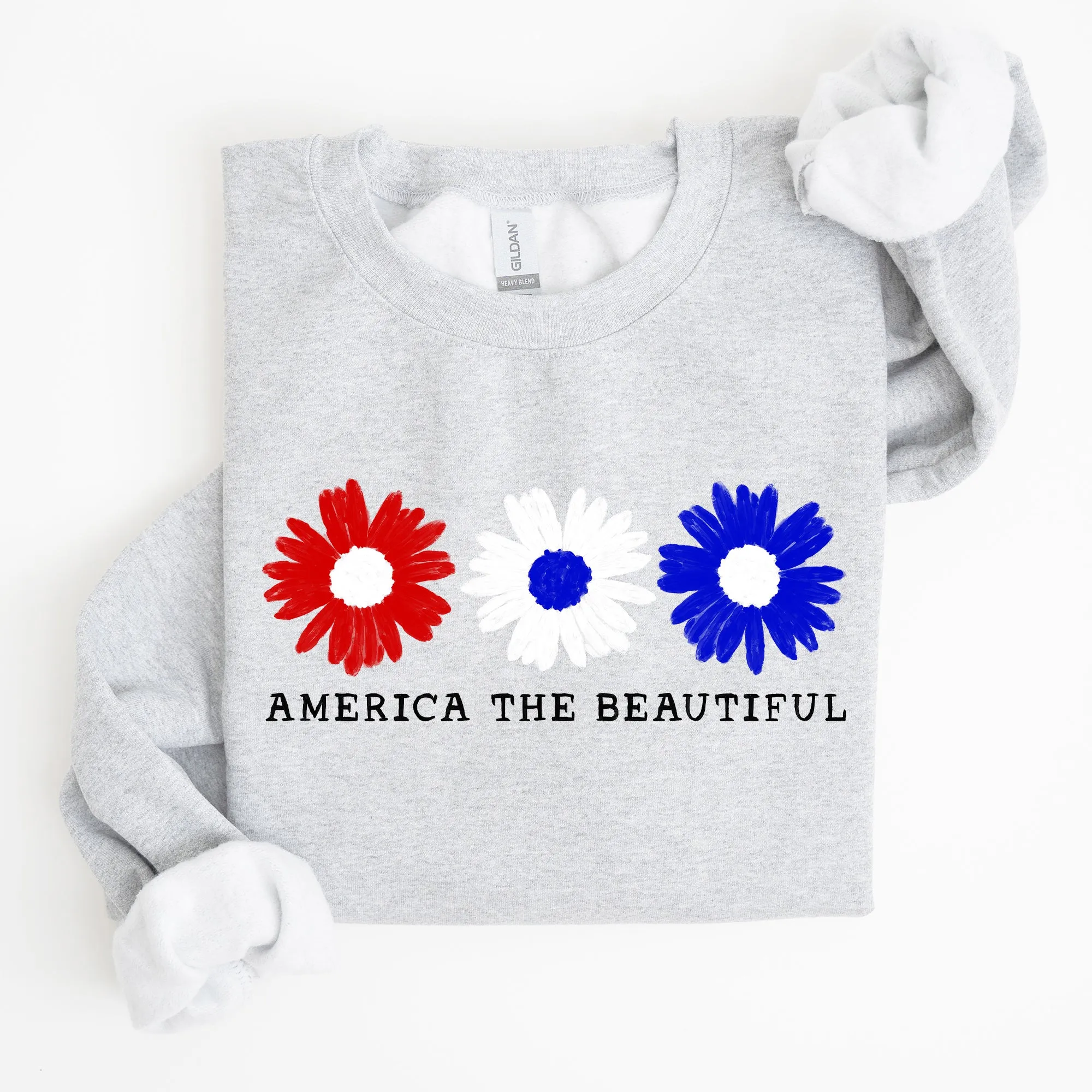 America The Beautiful, Red White Blue, Patriotic Sweatshirt sold by Refinery Number One product image thumbnail 3