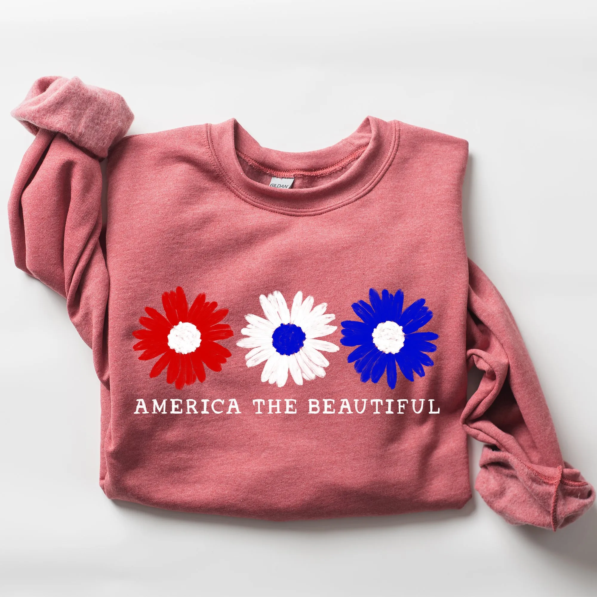 America The Beautiful, Red White Blue, Patriotic Sweatshirt sold by Refinery Number One product image thumbnail 5
